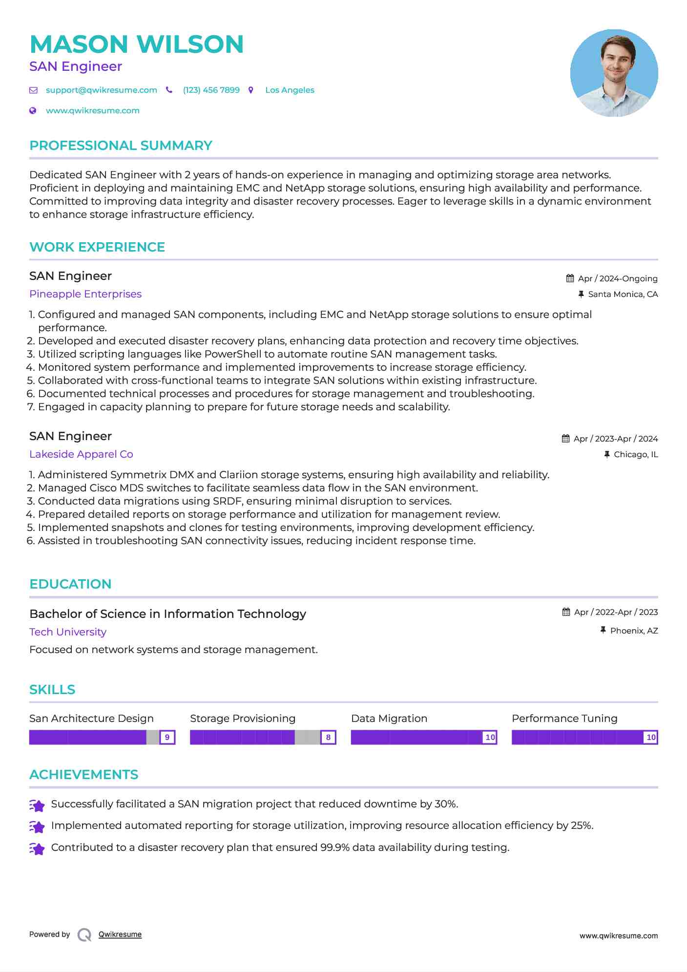 SAN Engineer Resume Format