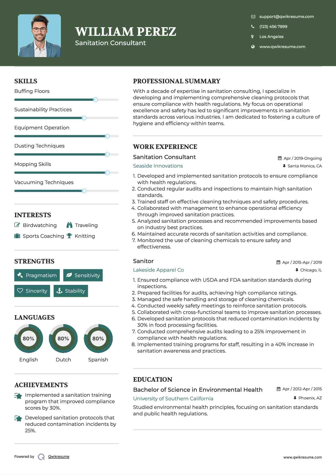 Sanitation Consultant Resume Format