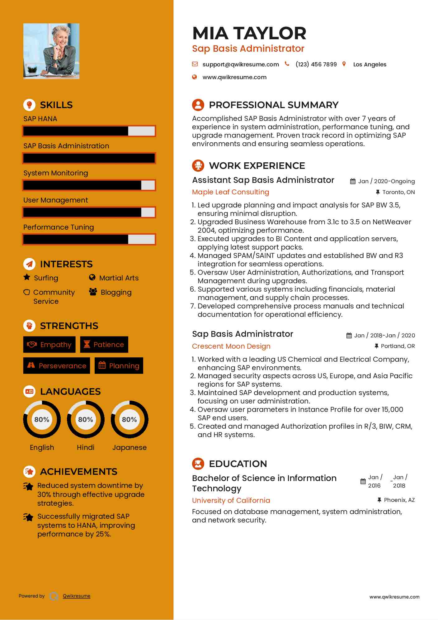 Assistant Sap Basis Administrator Resume Template