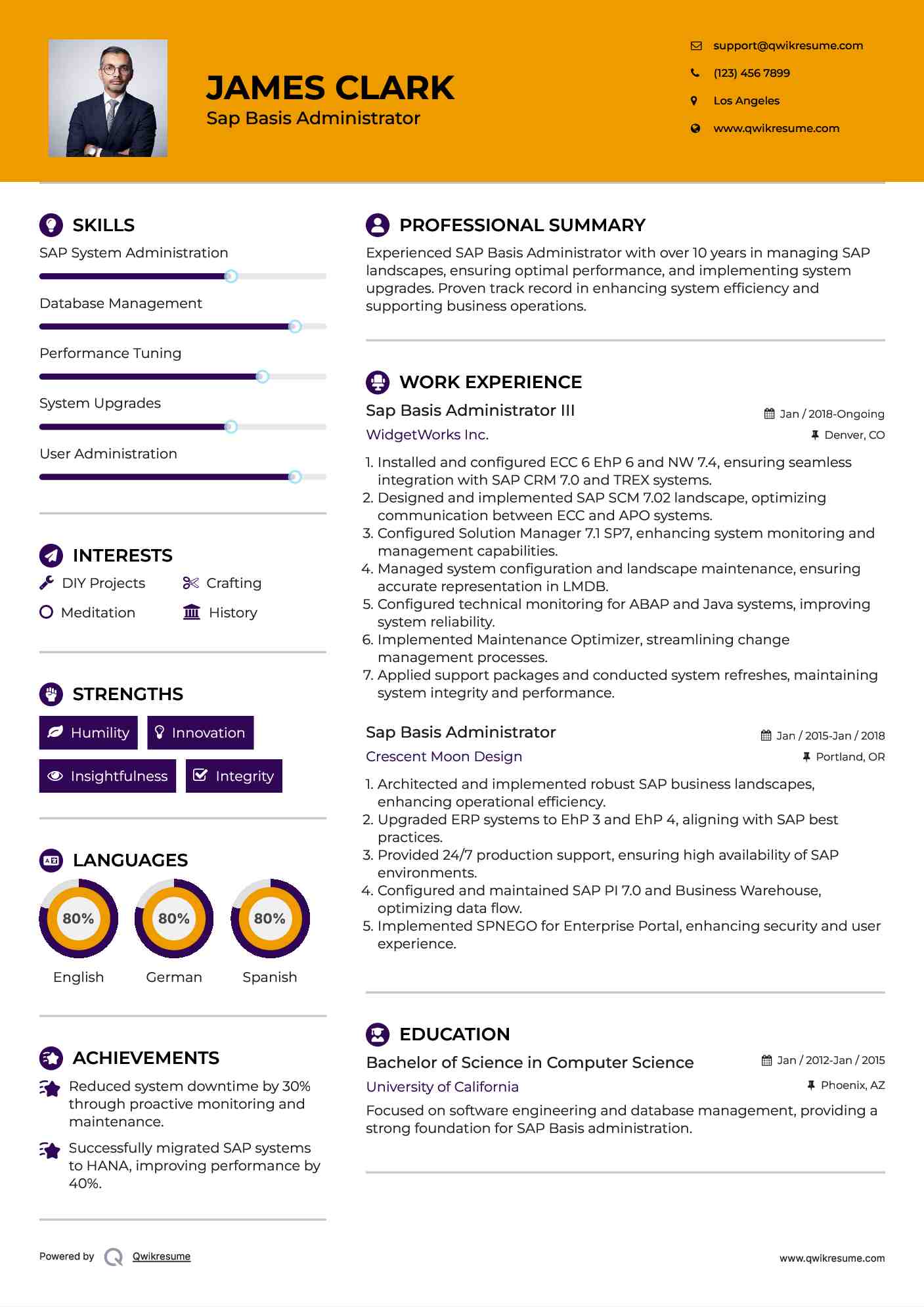 Sap Basis Administrator III Resume Sample