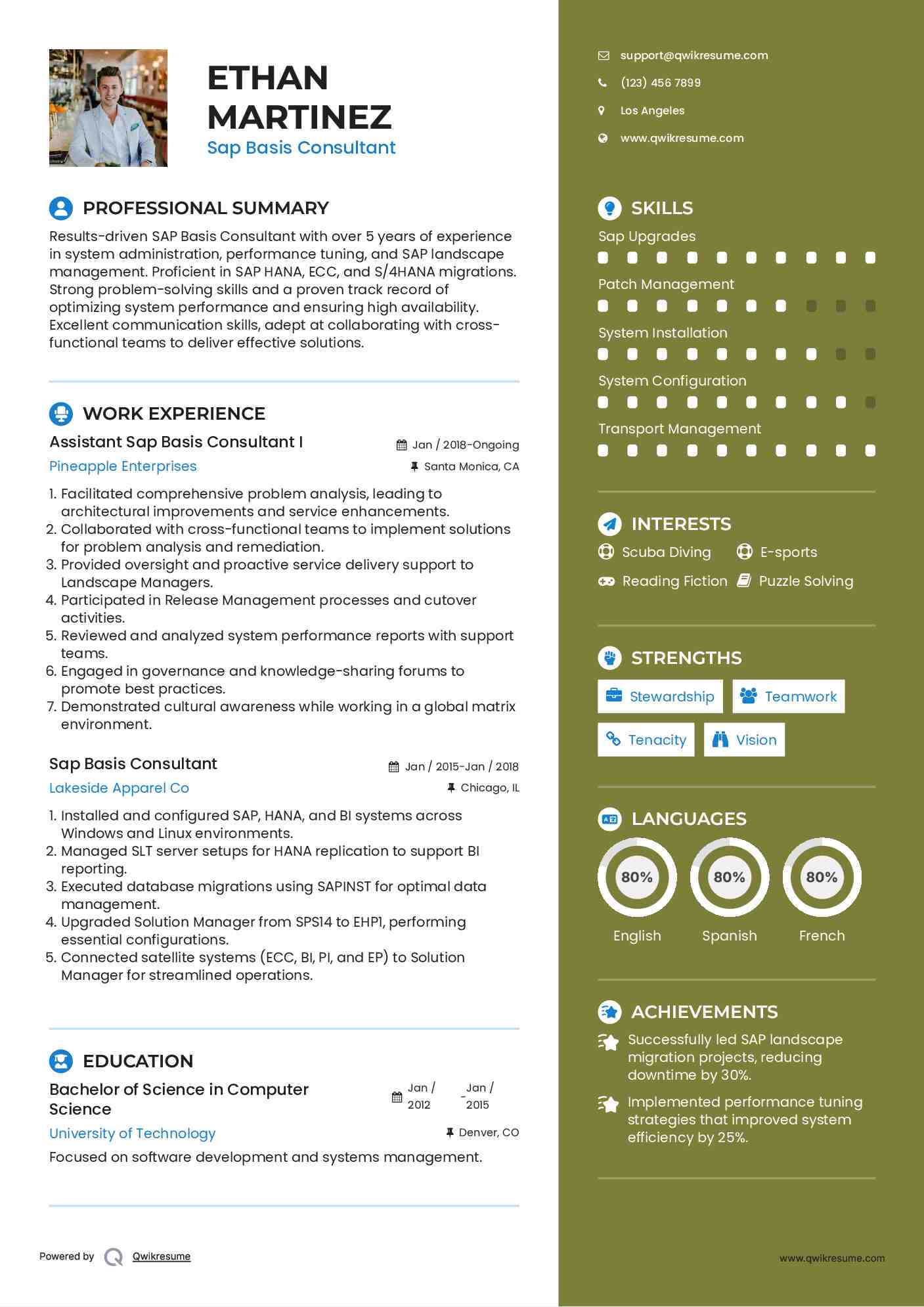 Assistant Sap Basis Consultant I Resume Sample