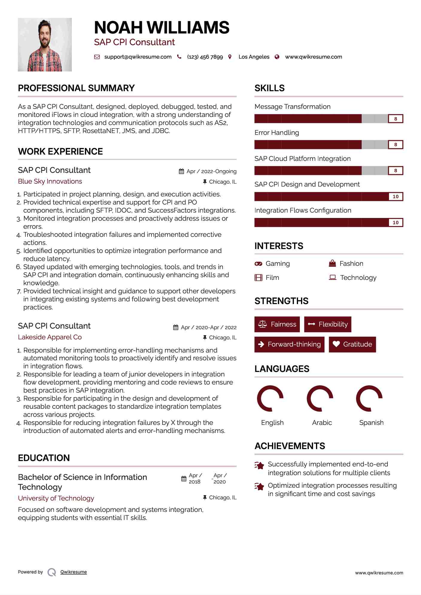 SAP CPI Consultant Resume Sample