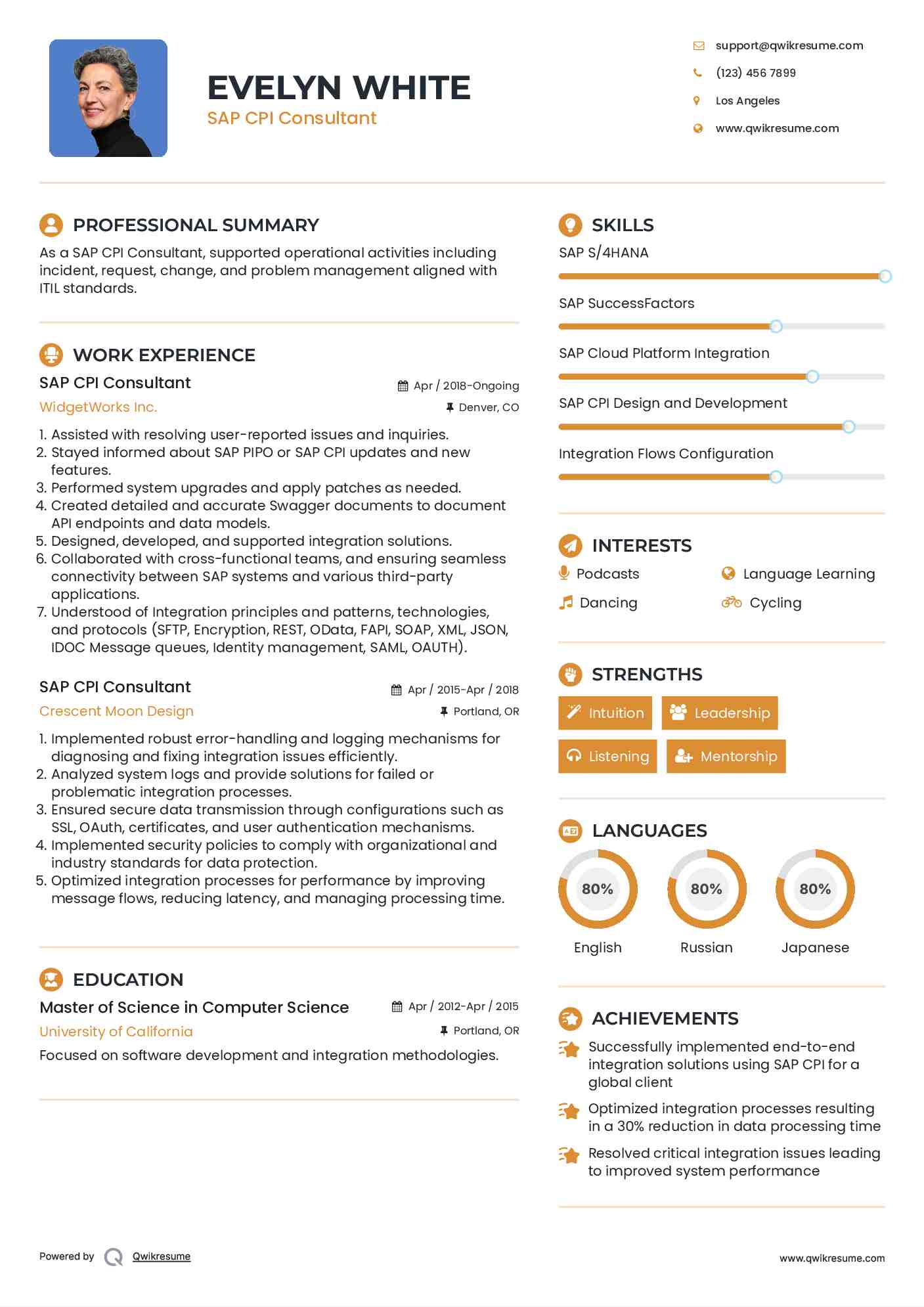 SAP CPI Consultant Resume Format