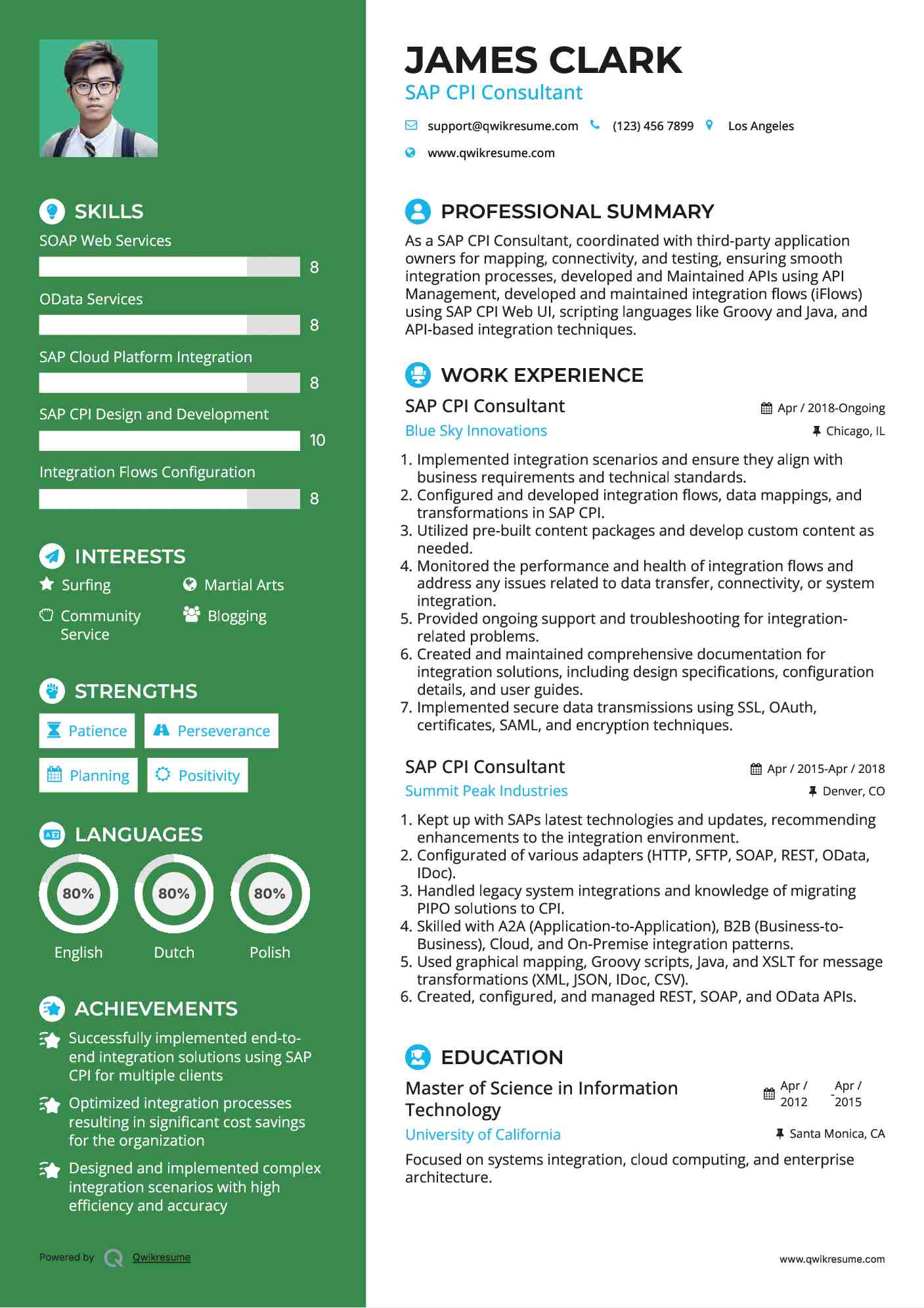 SAP CPI Consultant Resume Template