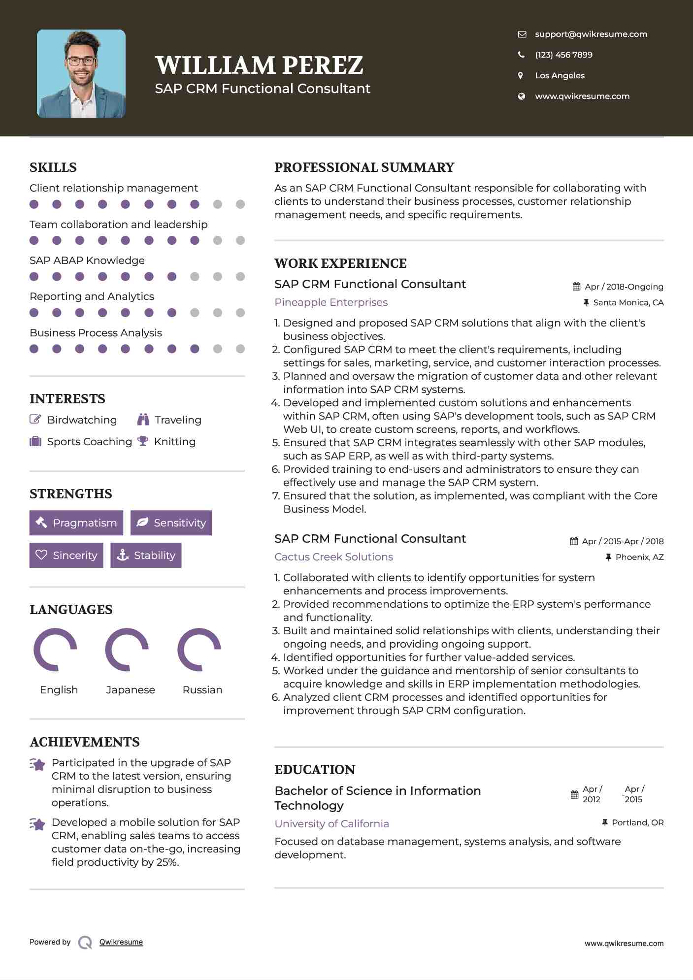 SAP CRM Functional Consultant Resume Format