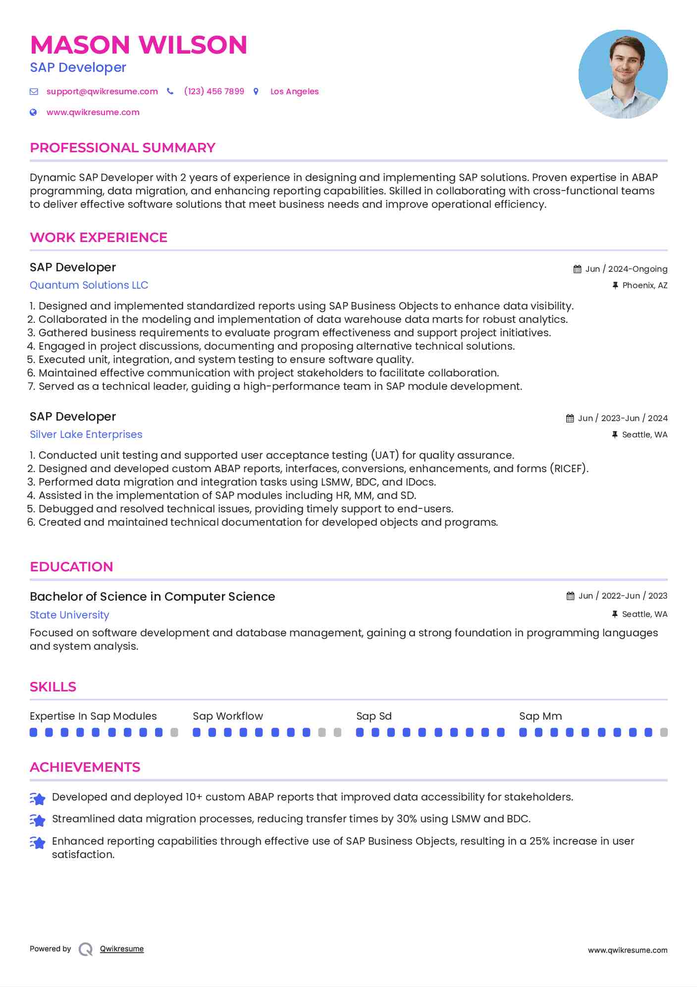 SAP Developer Resume Template