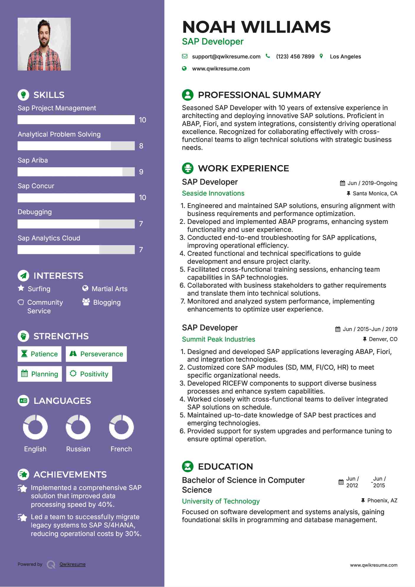 SAP Developer Resume Sample