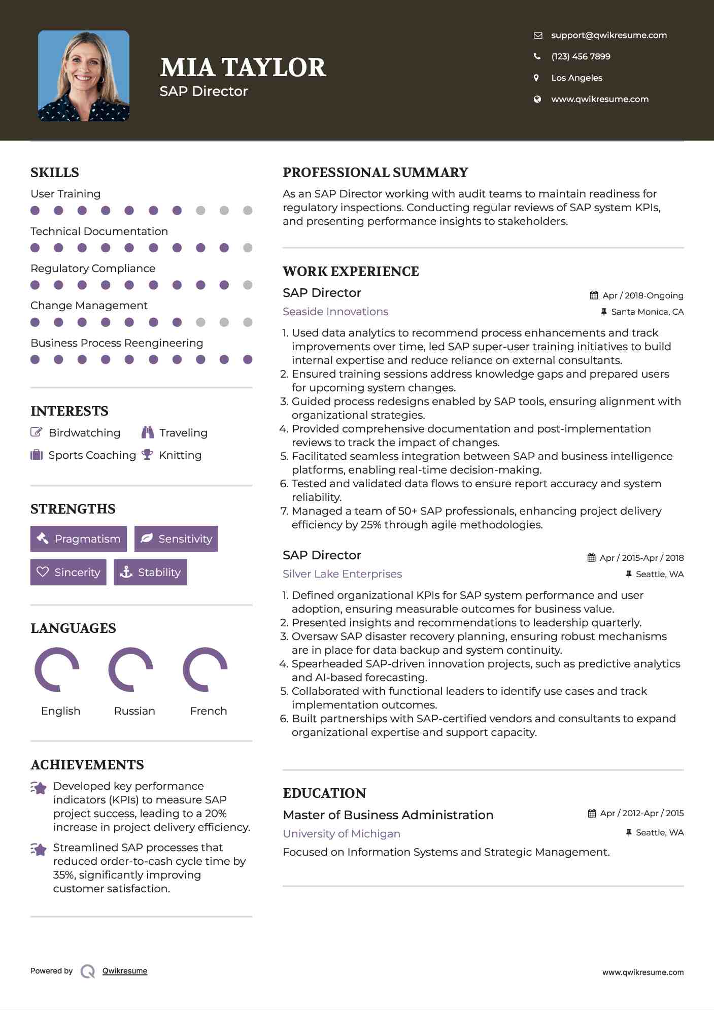 SAP Director Resume Template
