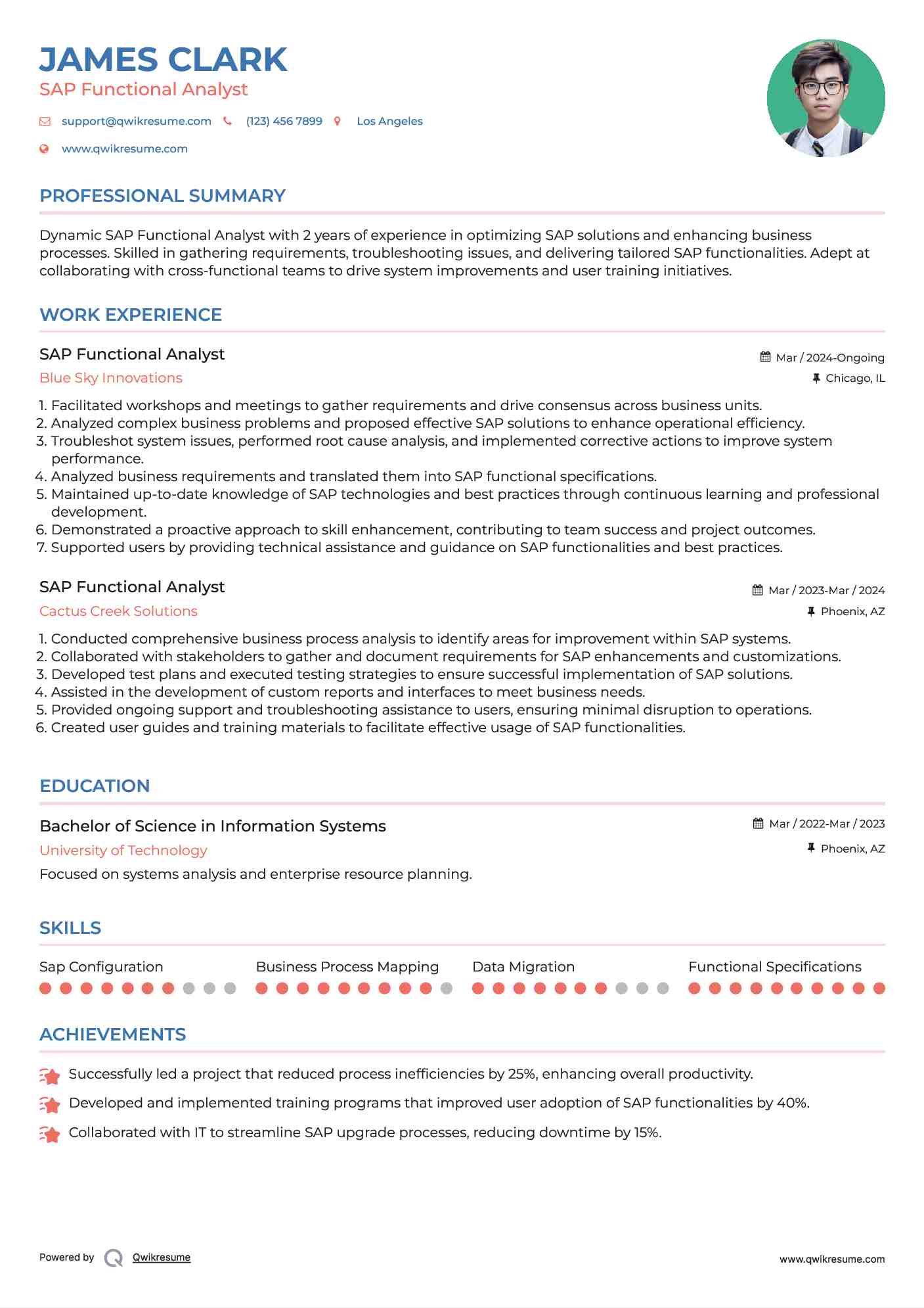 SAP Functional Analyst Resume Format