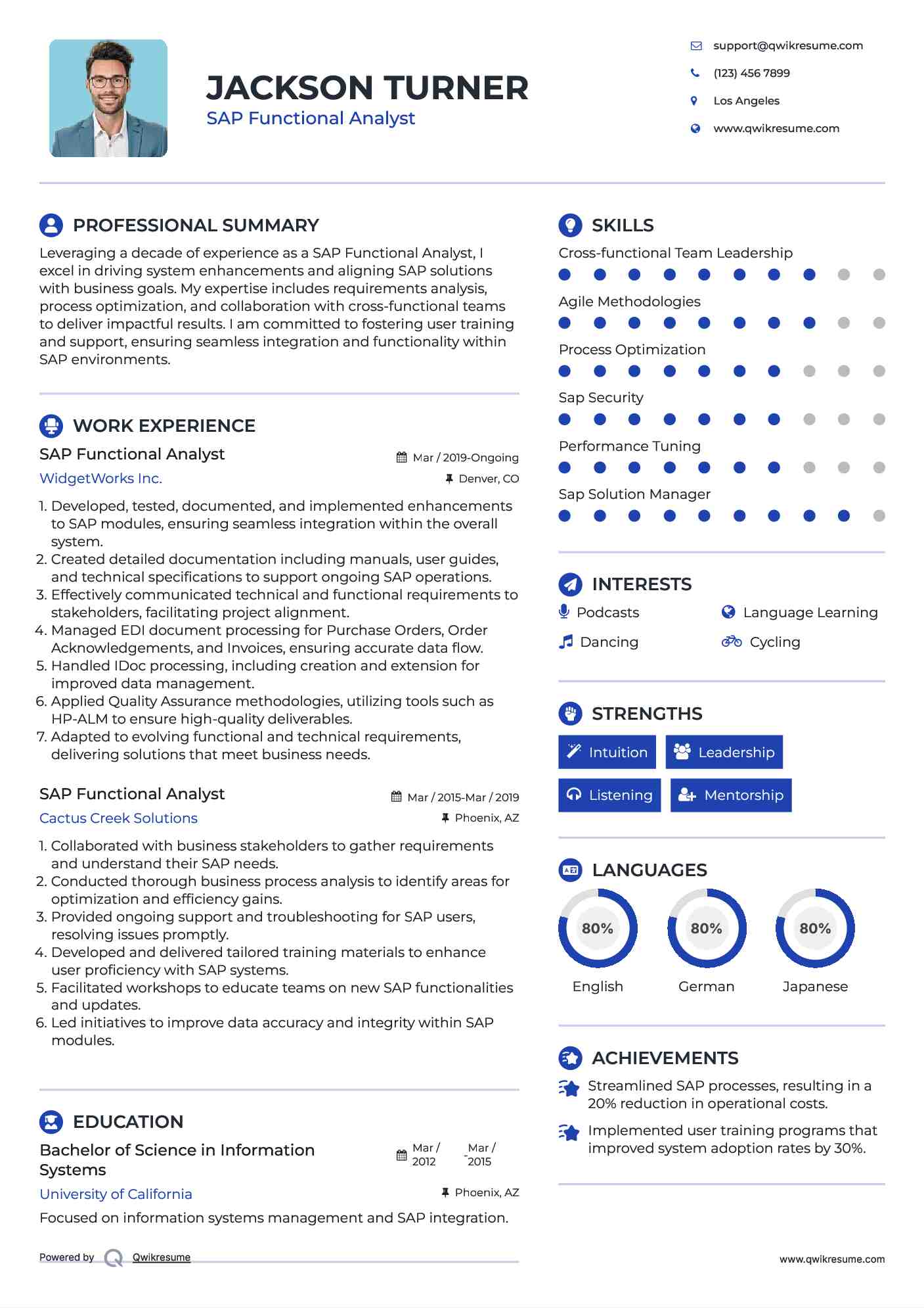 SAP Functional Analyst Resume Sample