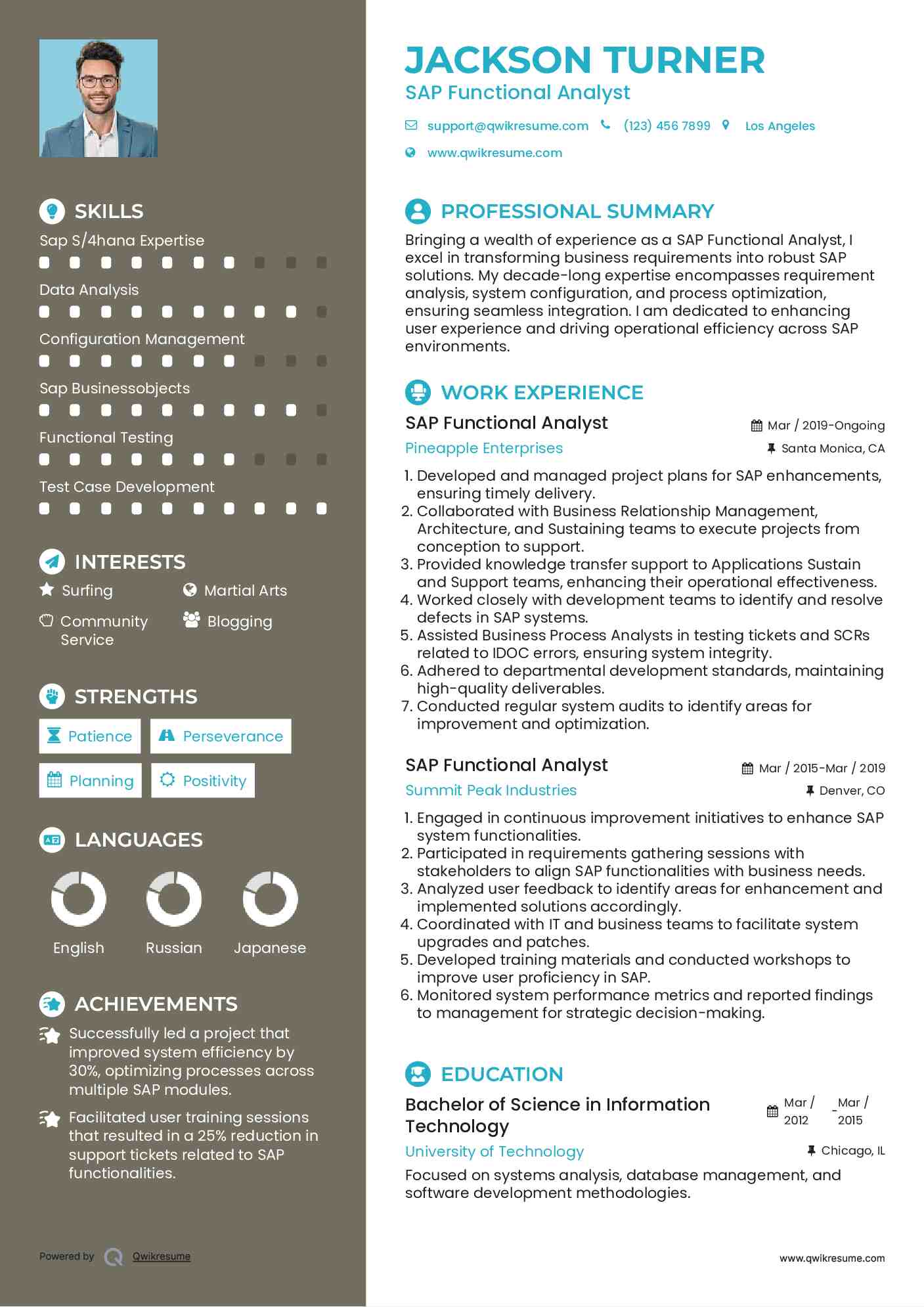 SAP Functional Analyst Resume Template