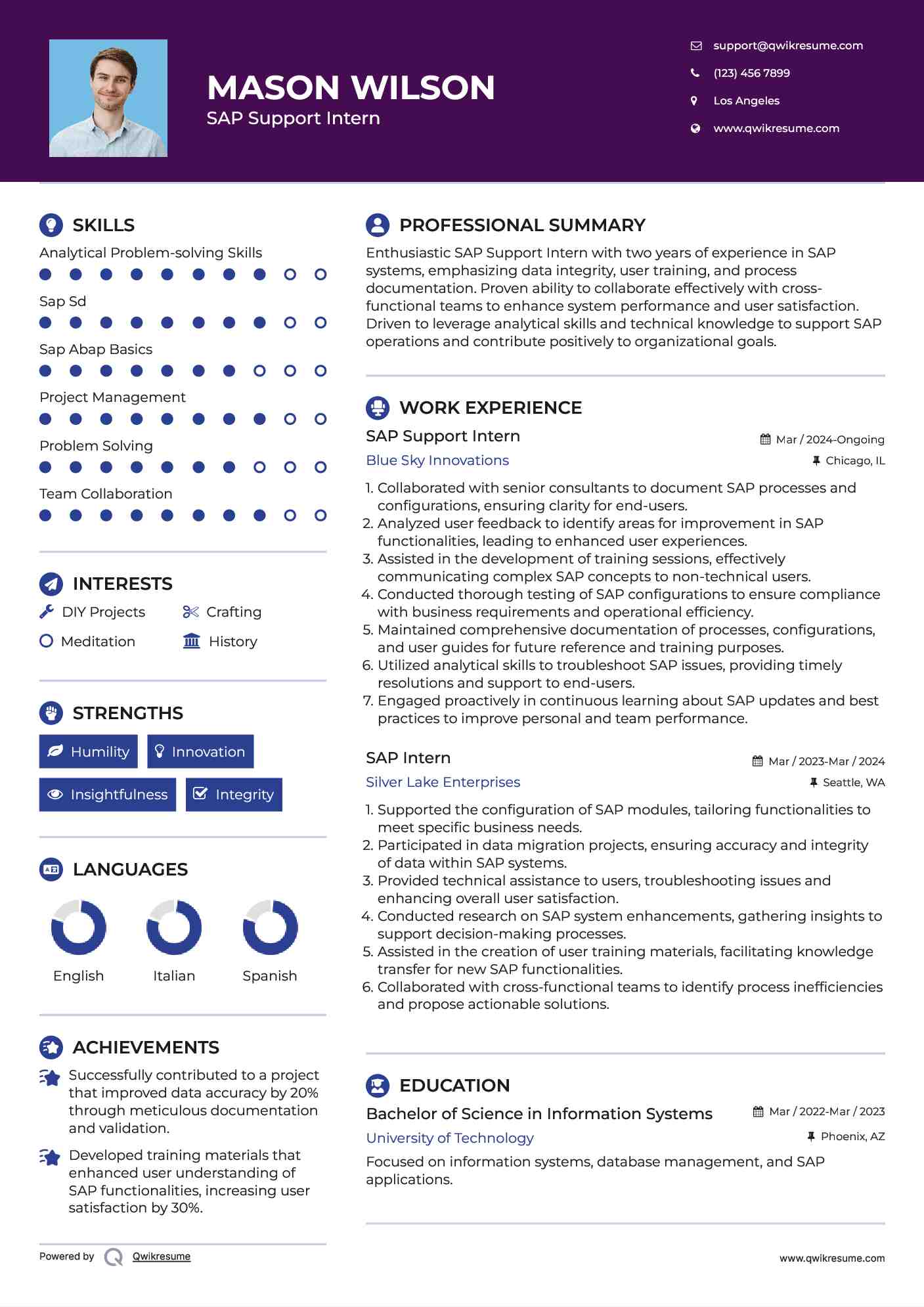 SAP Support Intern

 Resume Template