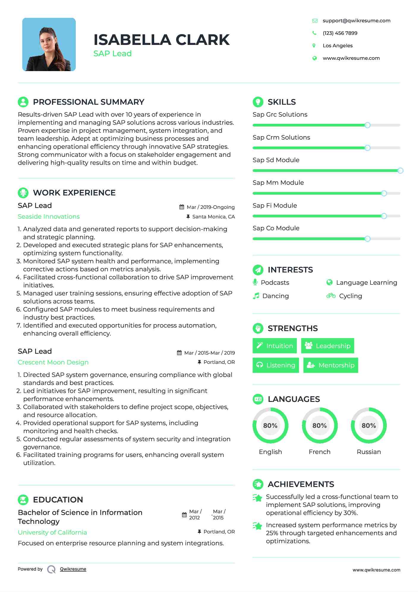 SAP Lead Resume Sample