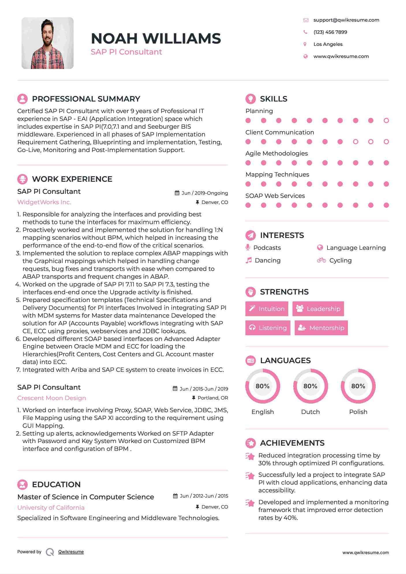 SAP PI Consultant Resume Format