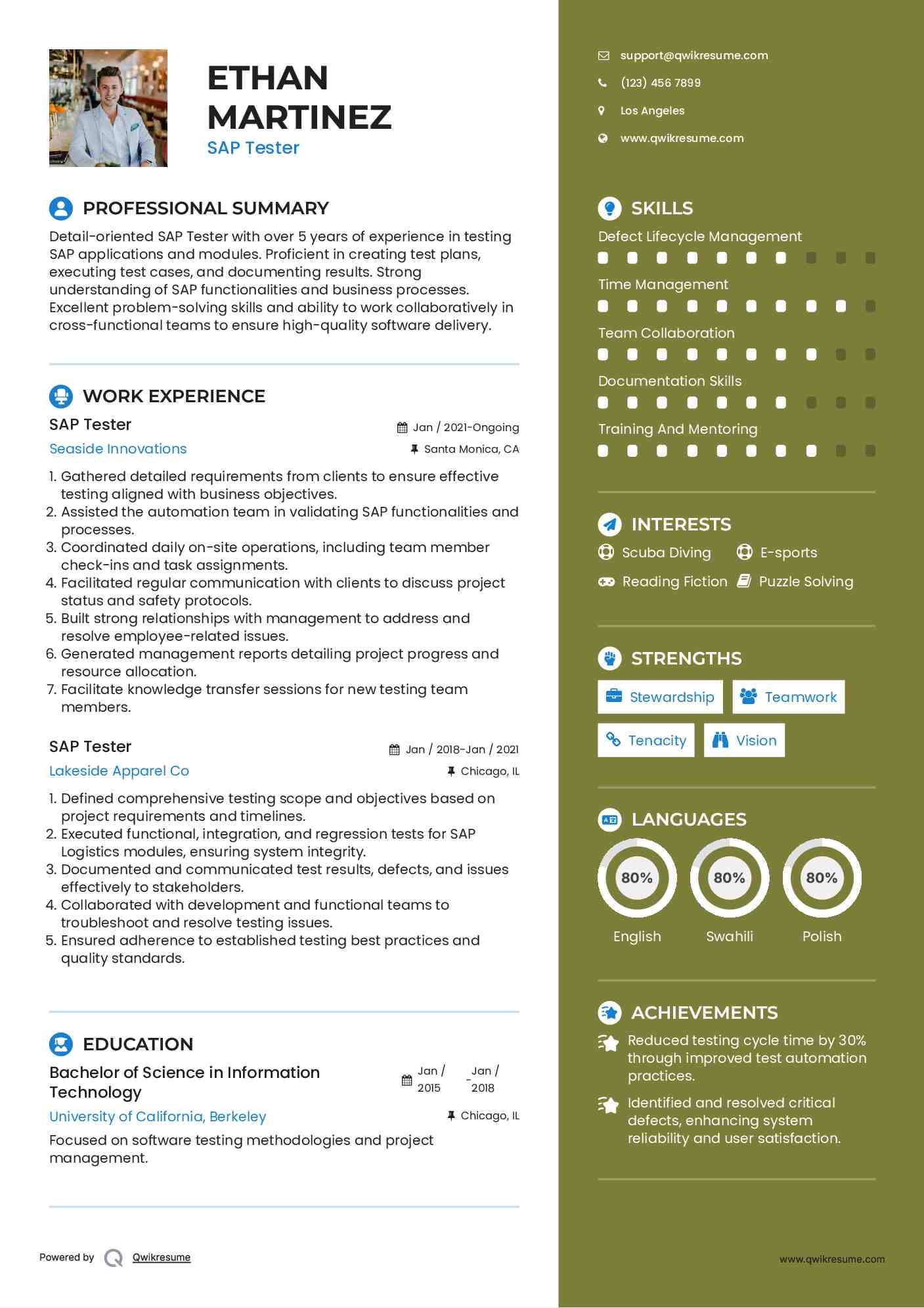 SAP Tester Resume Model