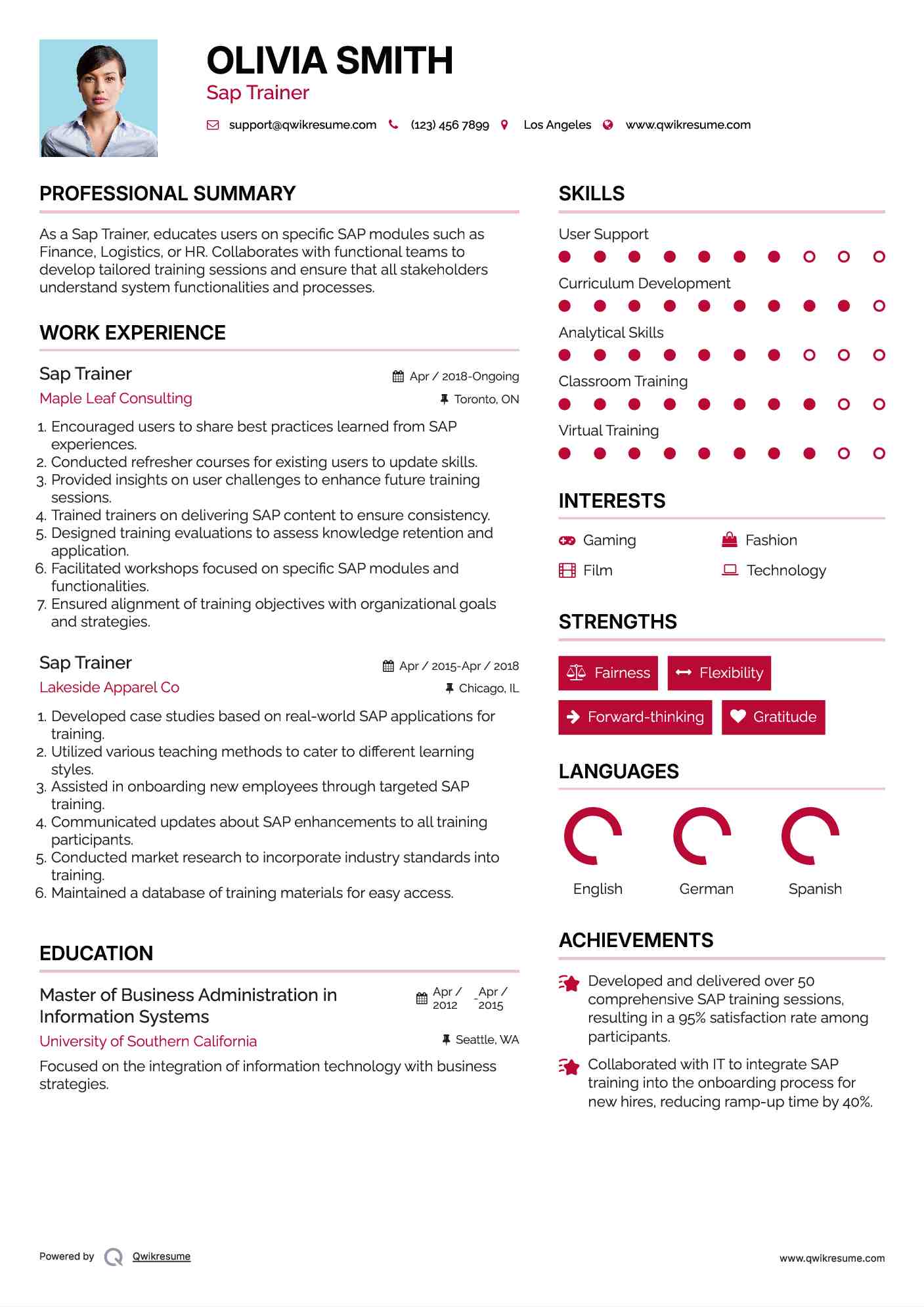 Sap Trainer Resume Format