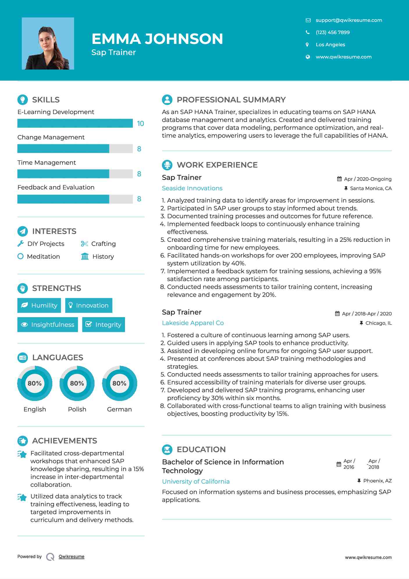 Sap Trainer Resume Format