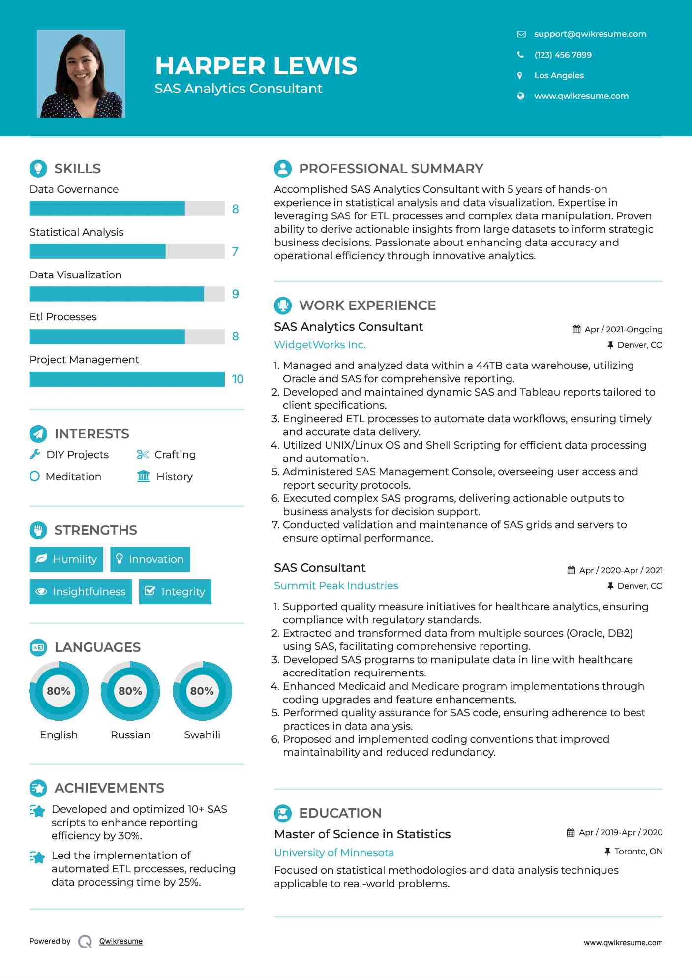 SAS Analytics Consultant Resume Format