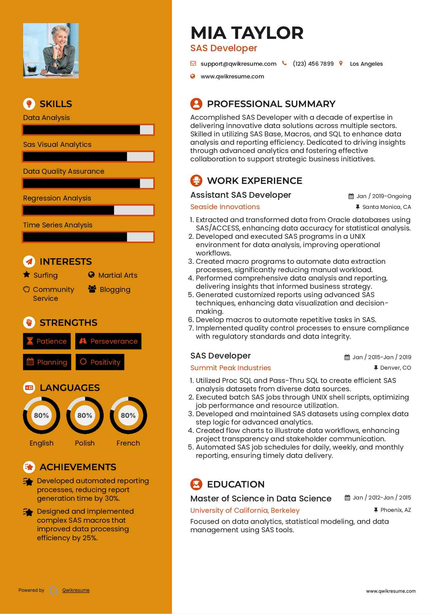 Assistant SAS Developer Resume Format