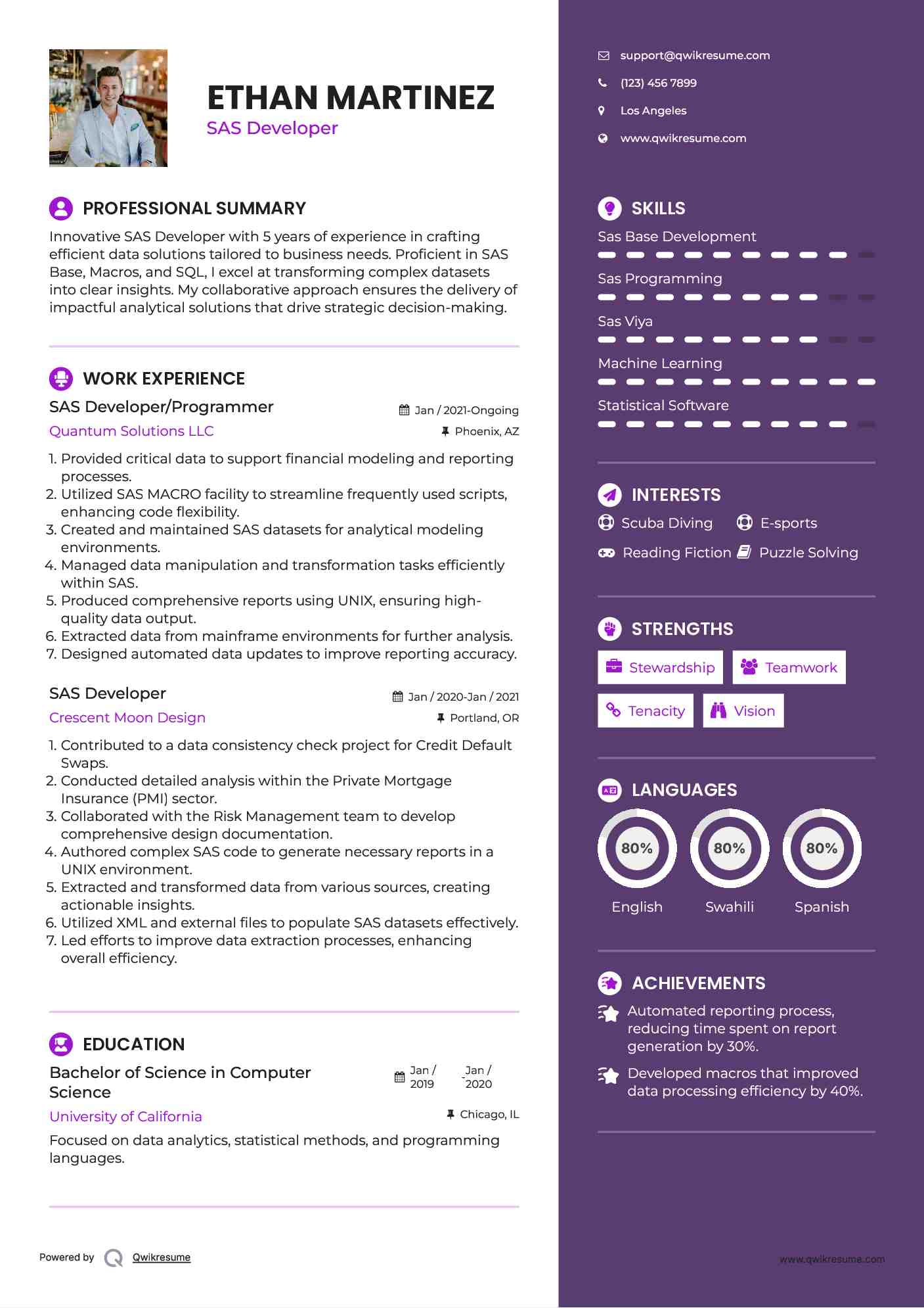 SAS Developer/Programmer Resume Sample