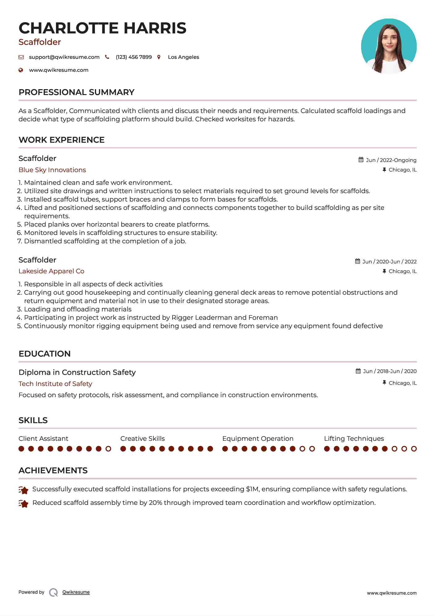 Scaffolder Resume Model