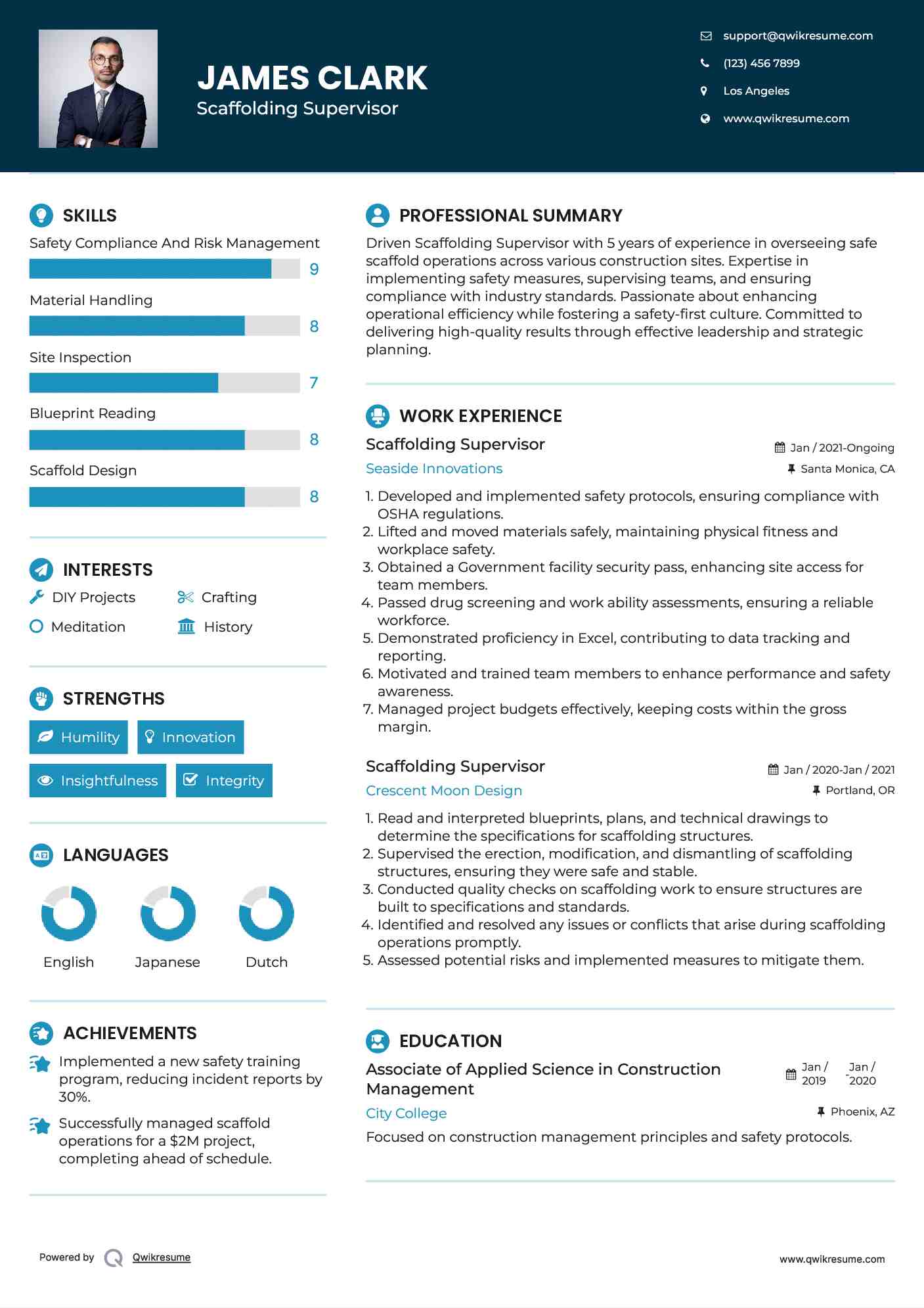 Scaffolding Supervisor Resume Format