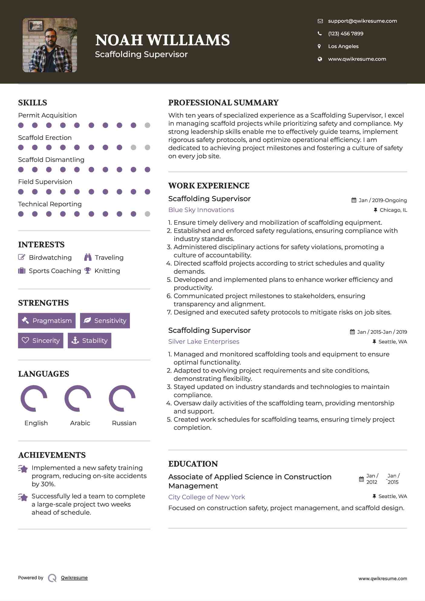 Scaffolding Supervisor Resume Sample