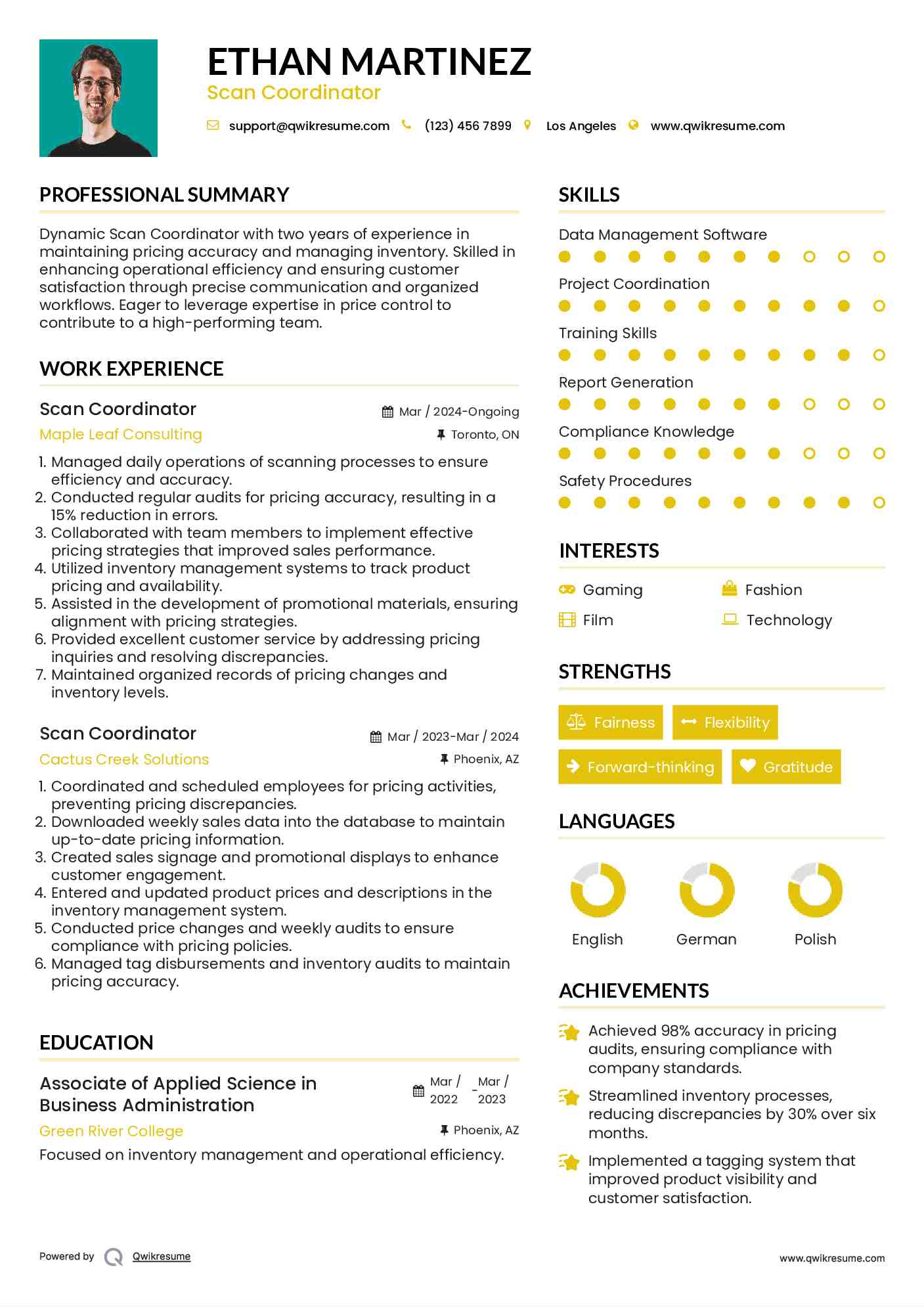 Scan Coordinator Resume Samples QwikResume
