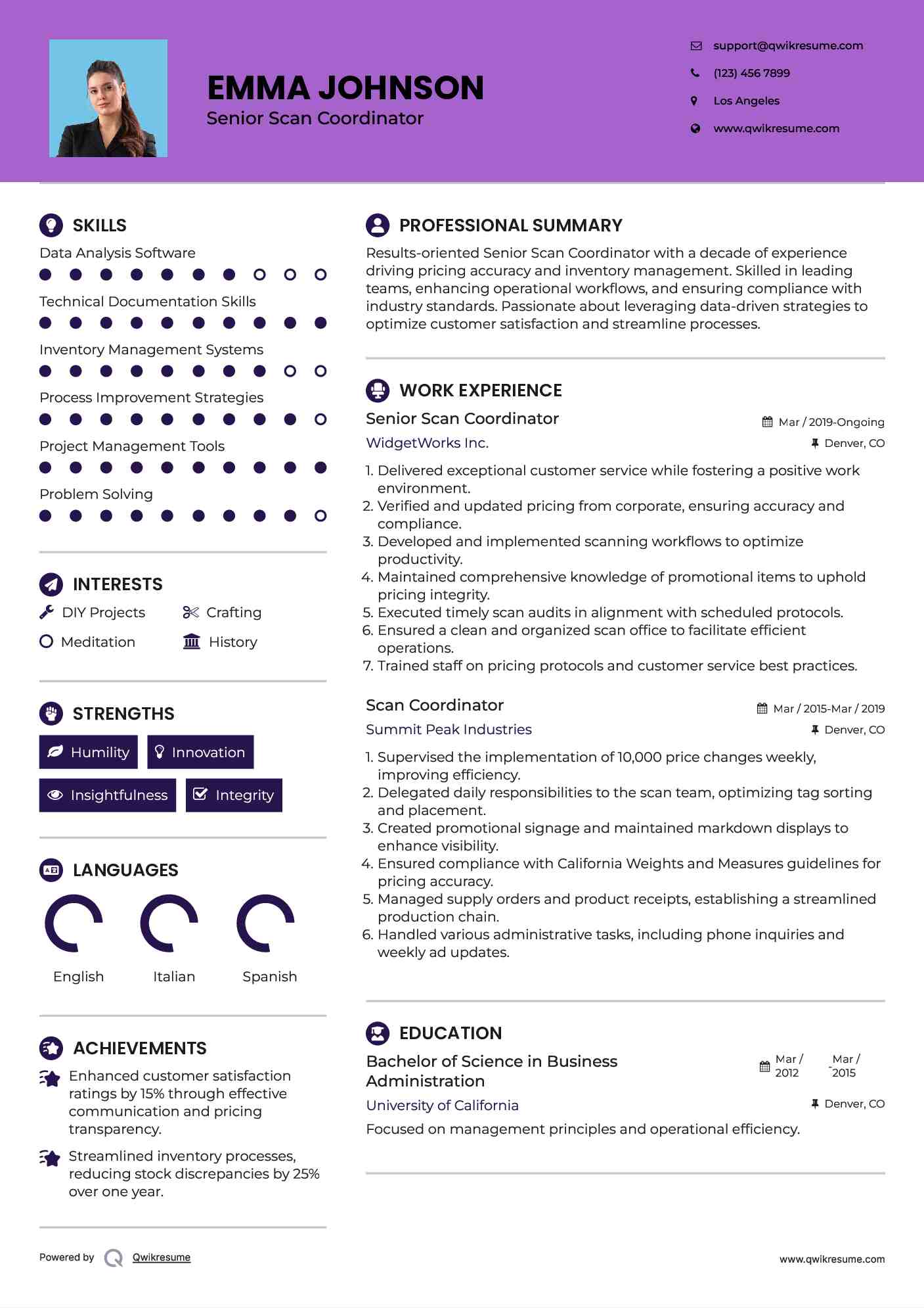Scan Coordinator Resume Samples QwikResume