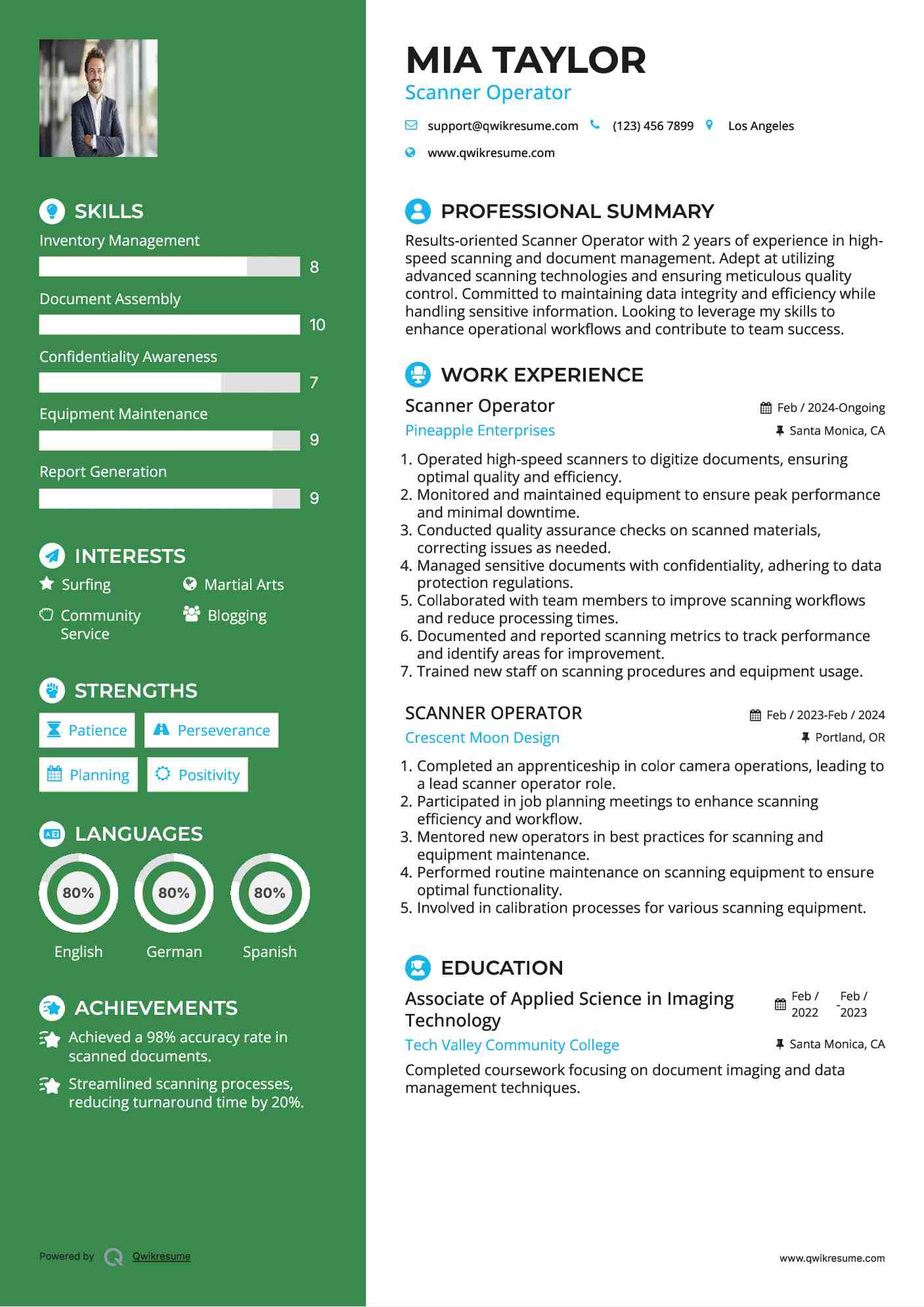 Scanner Operator Resume Samples QwikResume