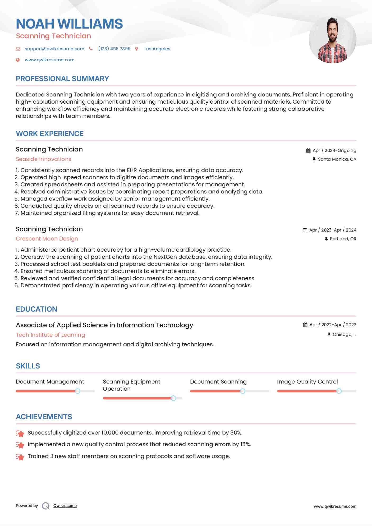 Scanning Technician Resume Model