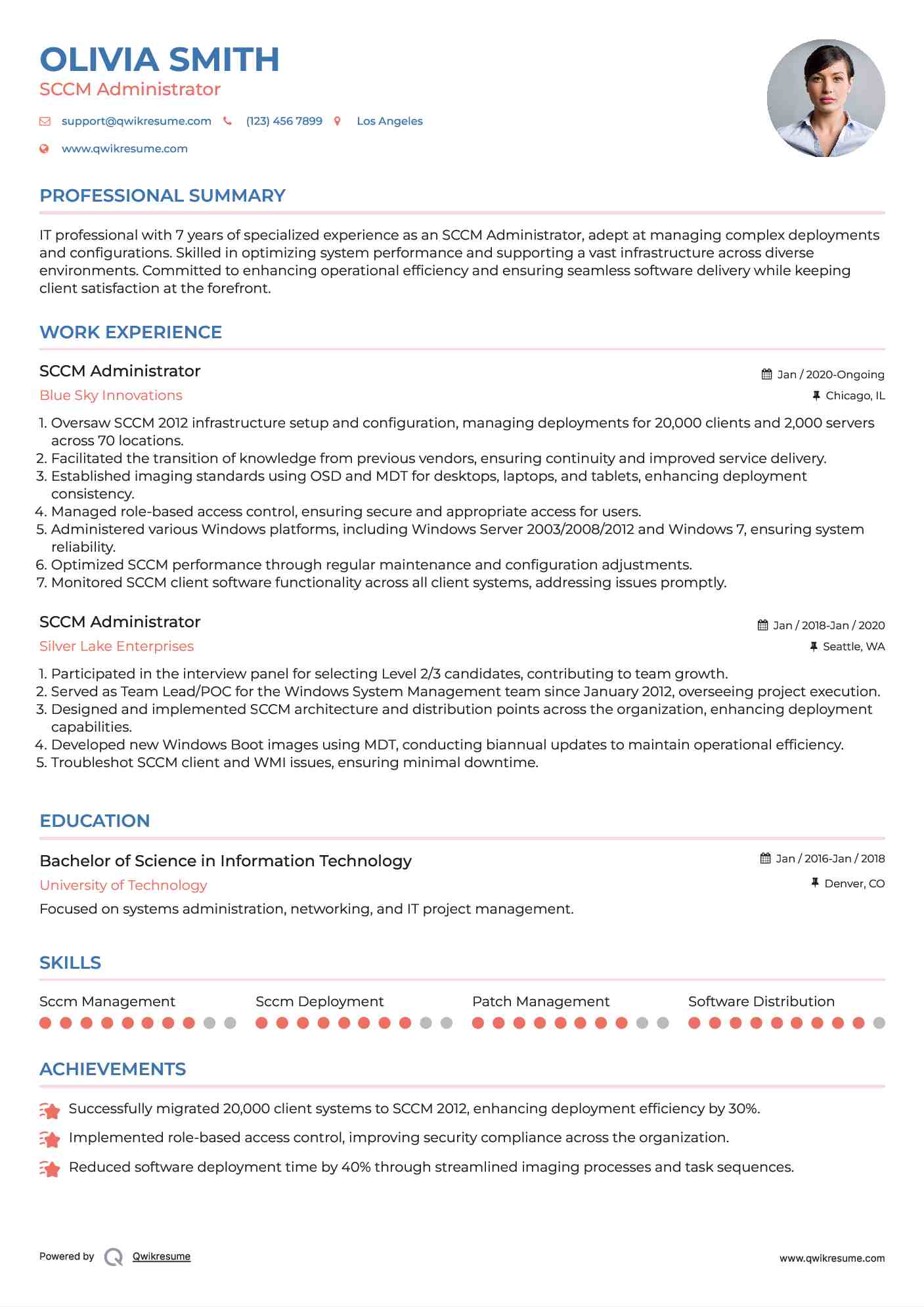 SCCM Administrator Resume Sample