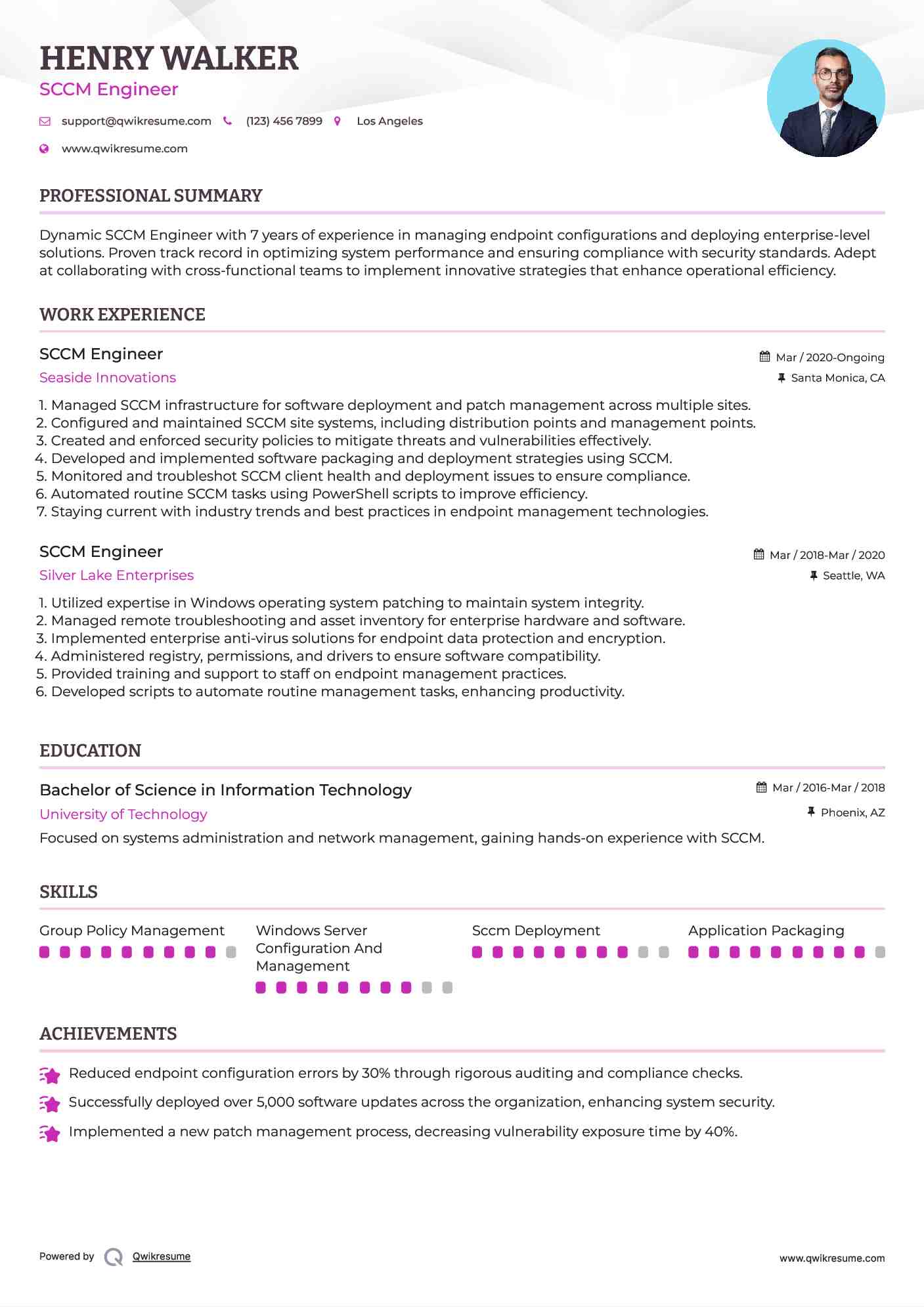 SCCM Engineer Resume Format