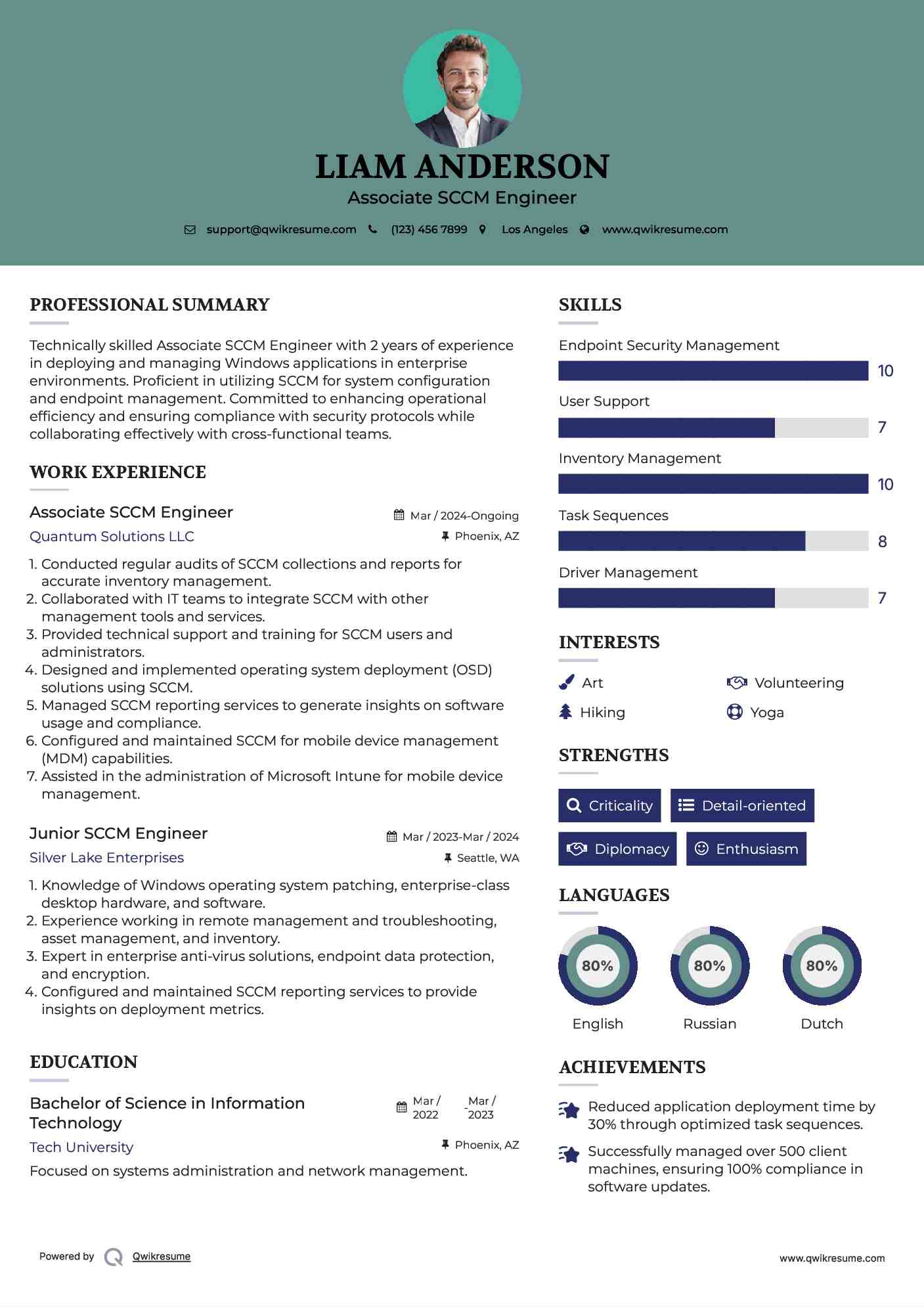 Associate SCCM Engineer  Resume Example