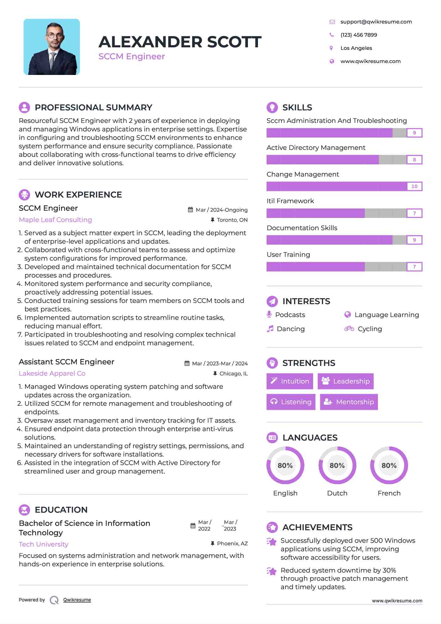 SCCM Engineer Resume Format