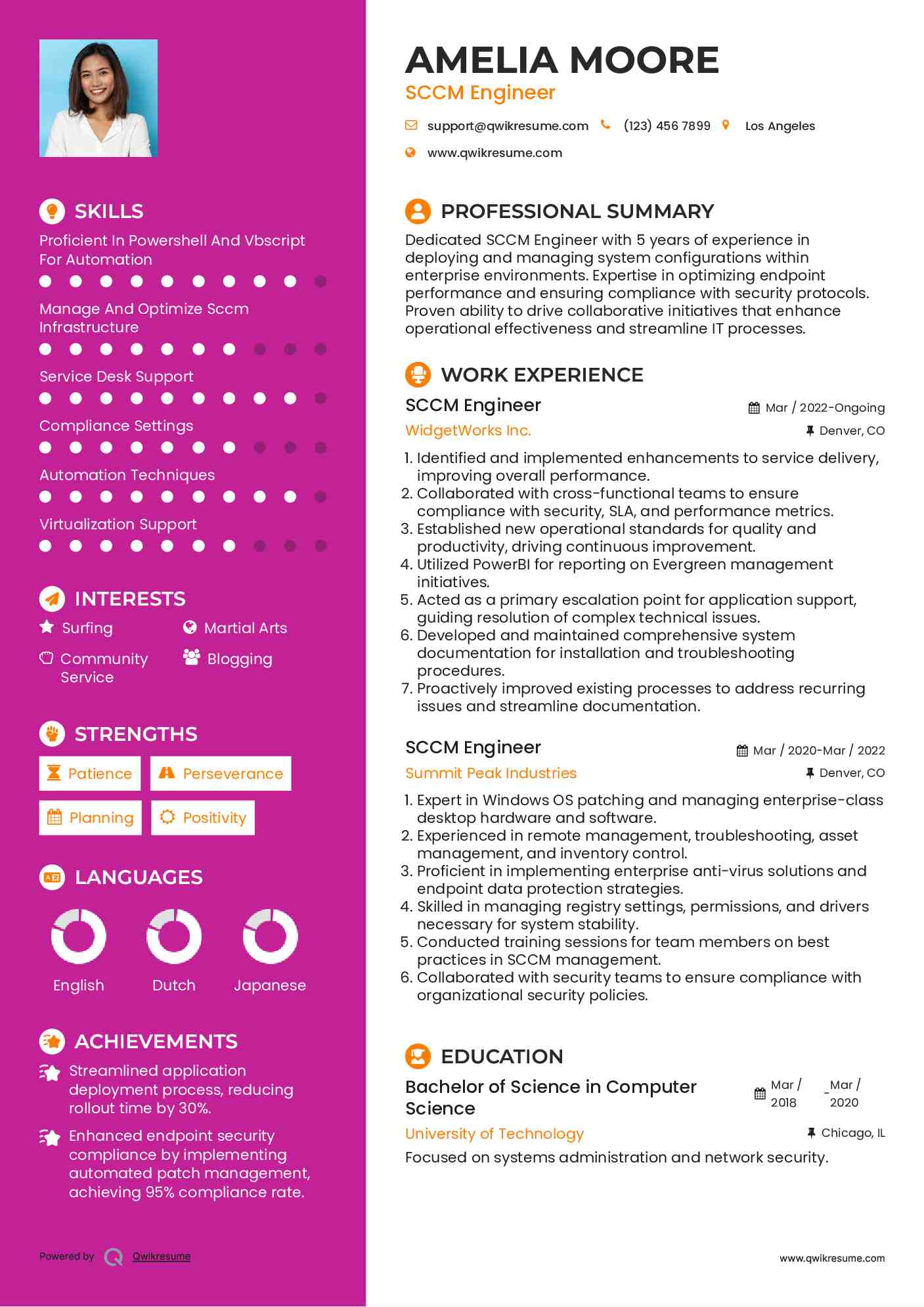 SCCM Engineer Resume Template