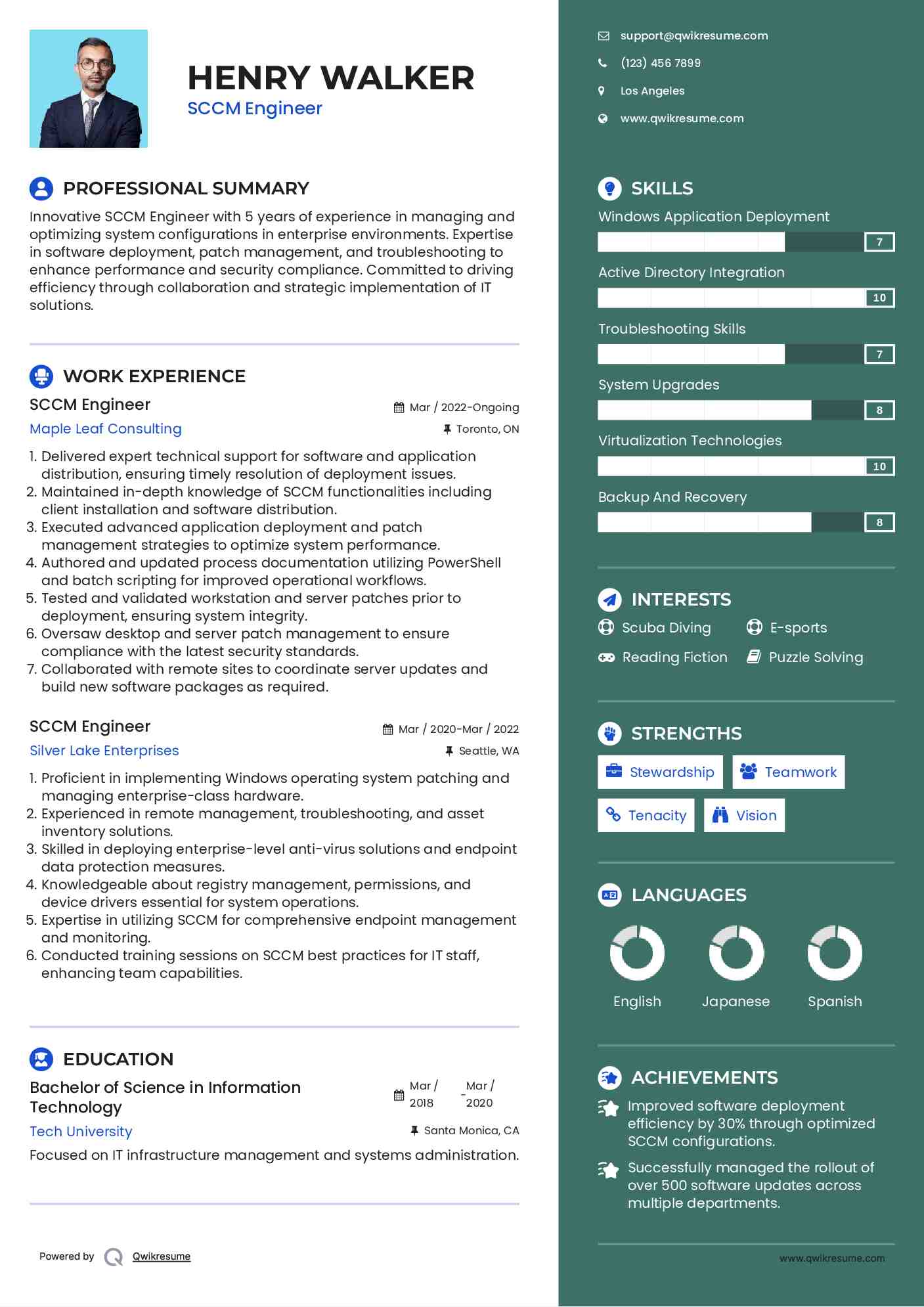 SCCM Engineer Resume Template