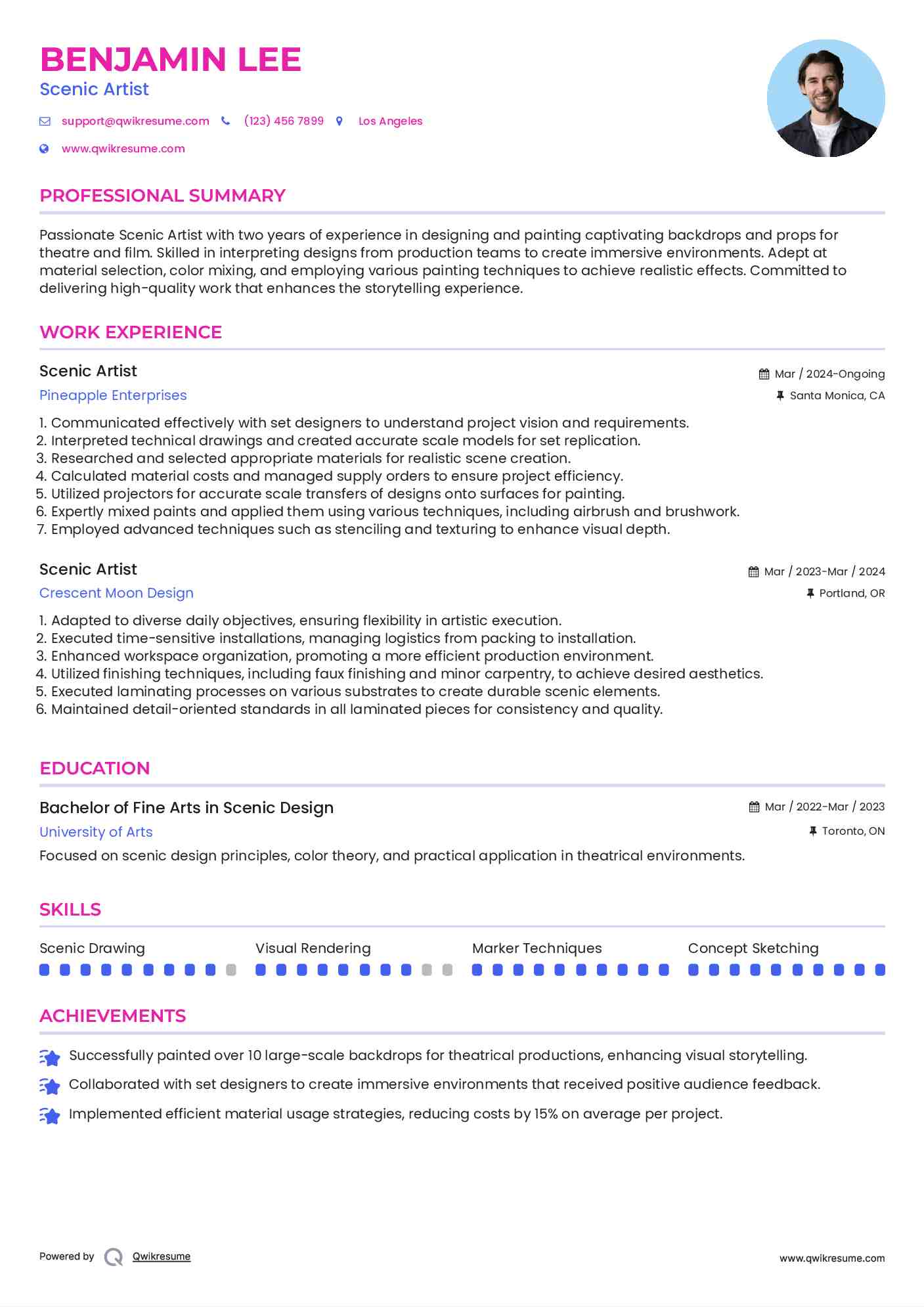 Scenic Artist Resume Model