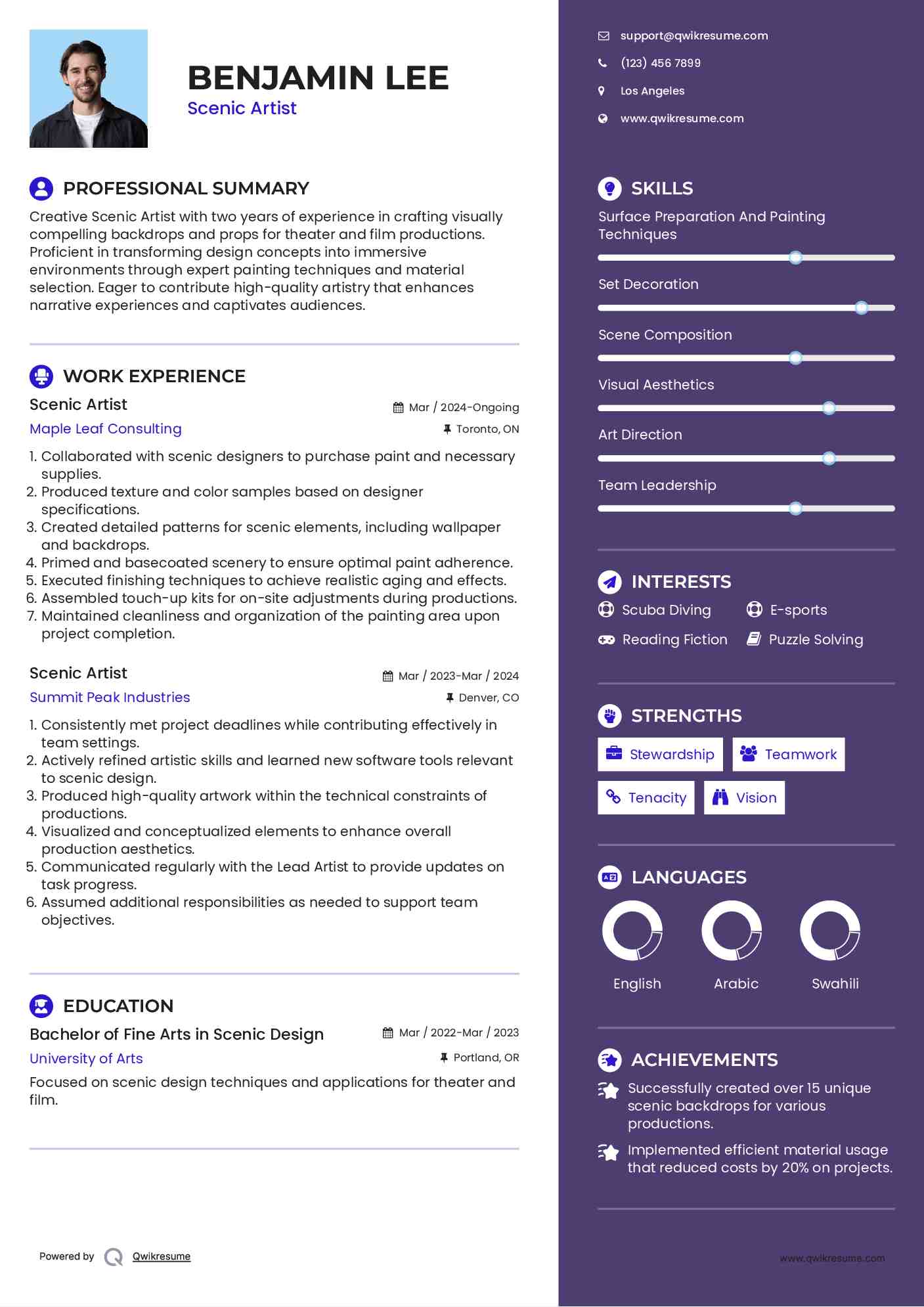 Scenic Artist Resume Format