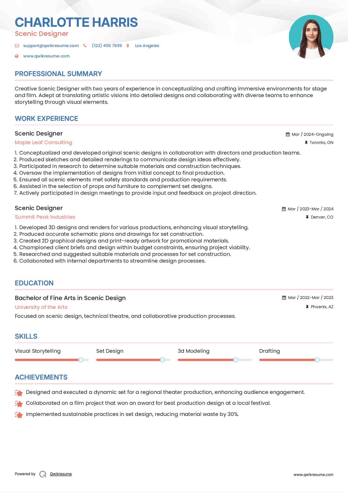 Scenic Designer Resume Template