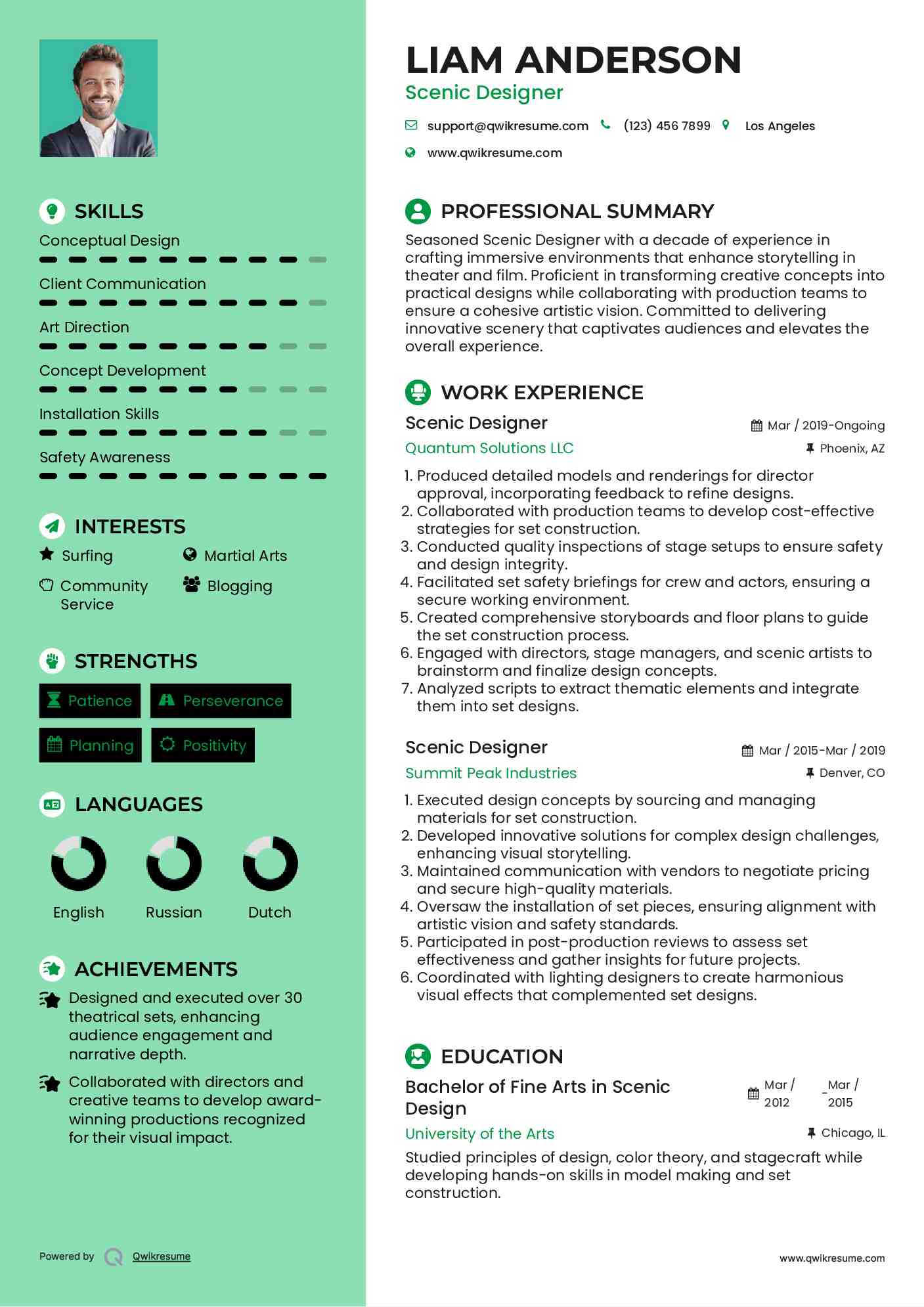 Scenic Designer Resume Template