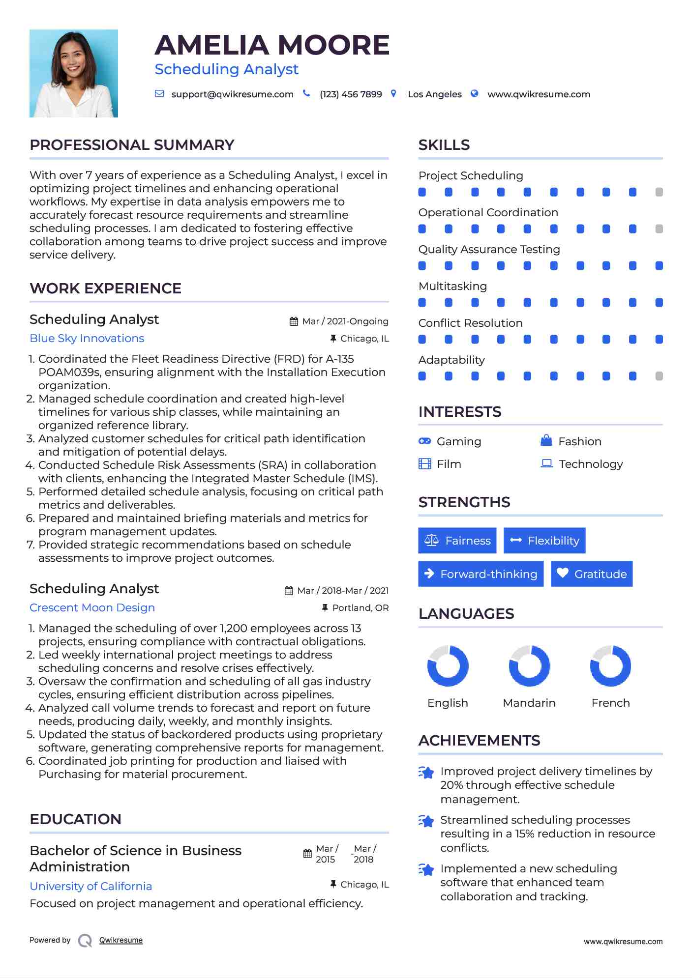 Scheduling Analyst Resume Format