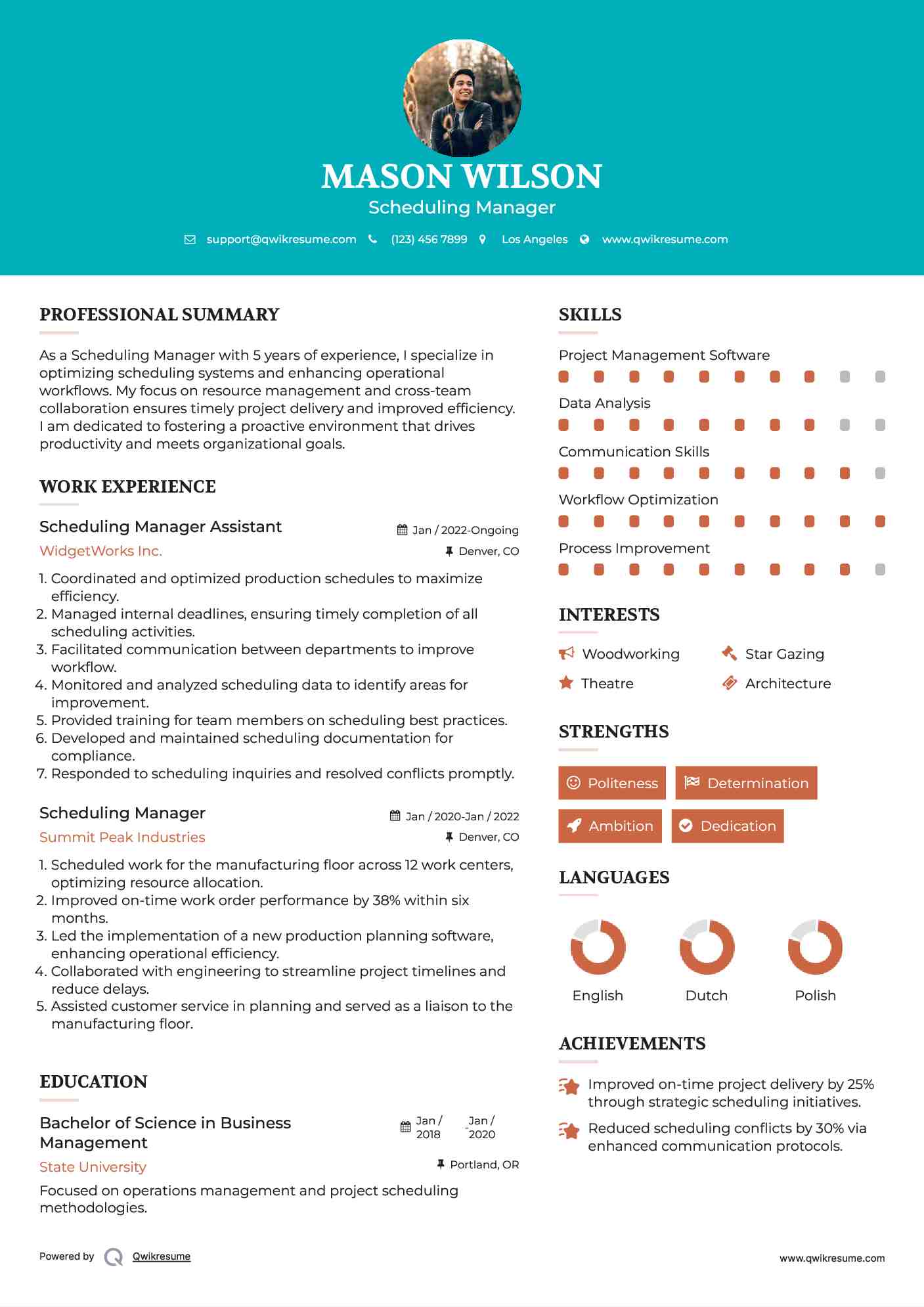 Scheduling Manager Assistant Resume Sample