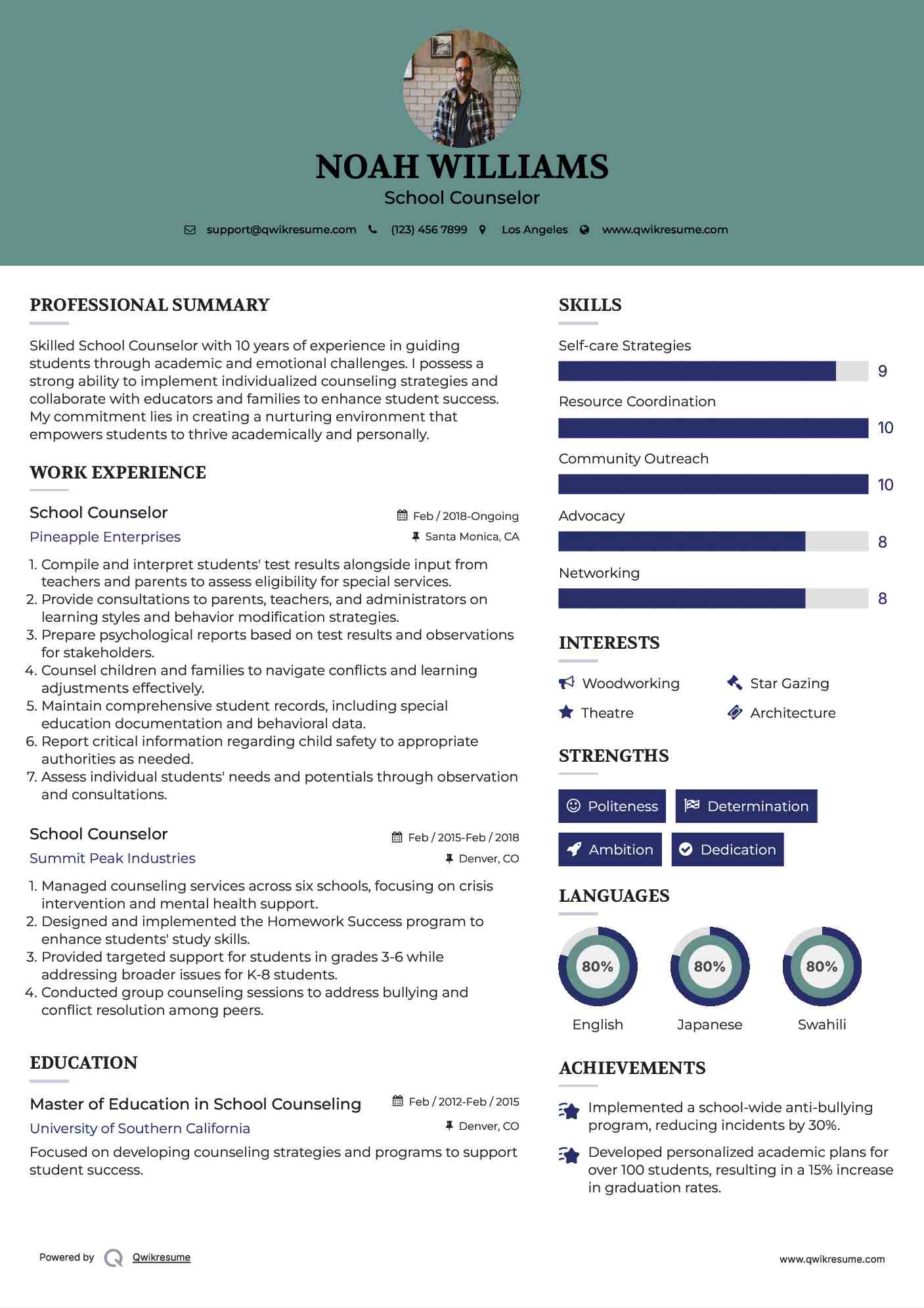 School Counselor Resume Template
