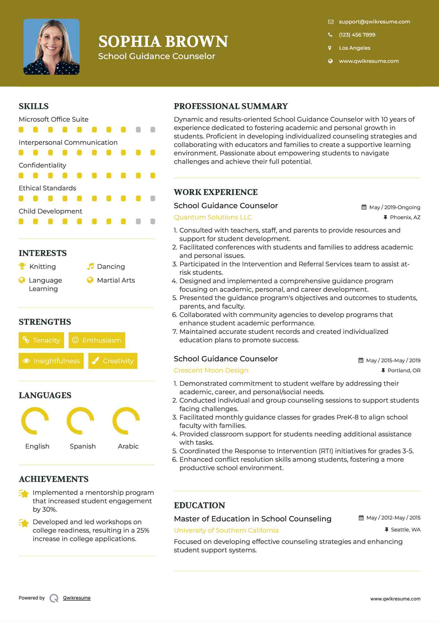 School Guidance Counselor Resume Sample
