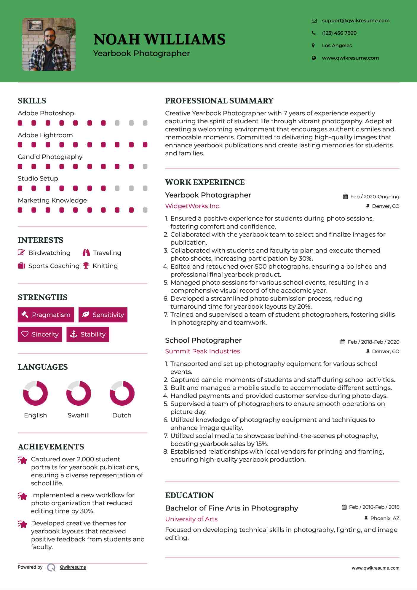 Yearbook Photographer
 Resume Template