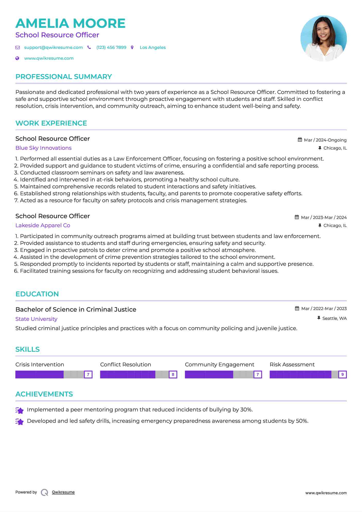 School Resource Officer Resume Model