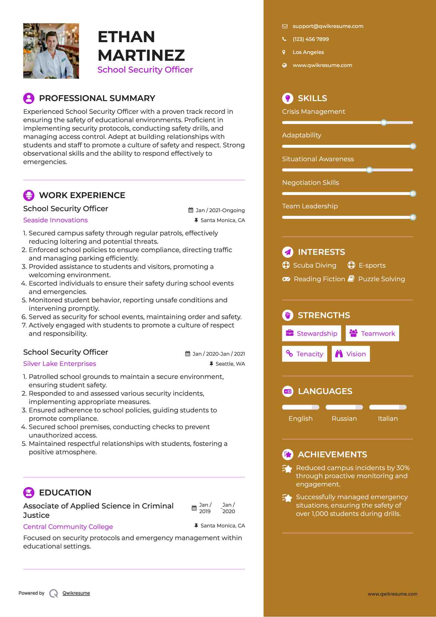 School Security Officer Resume Template