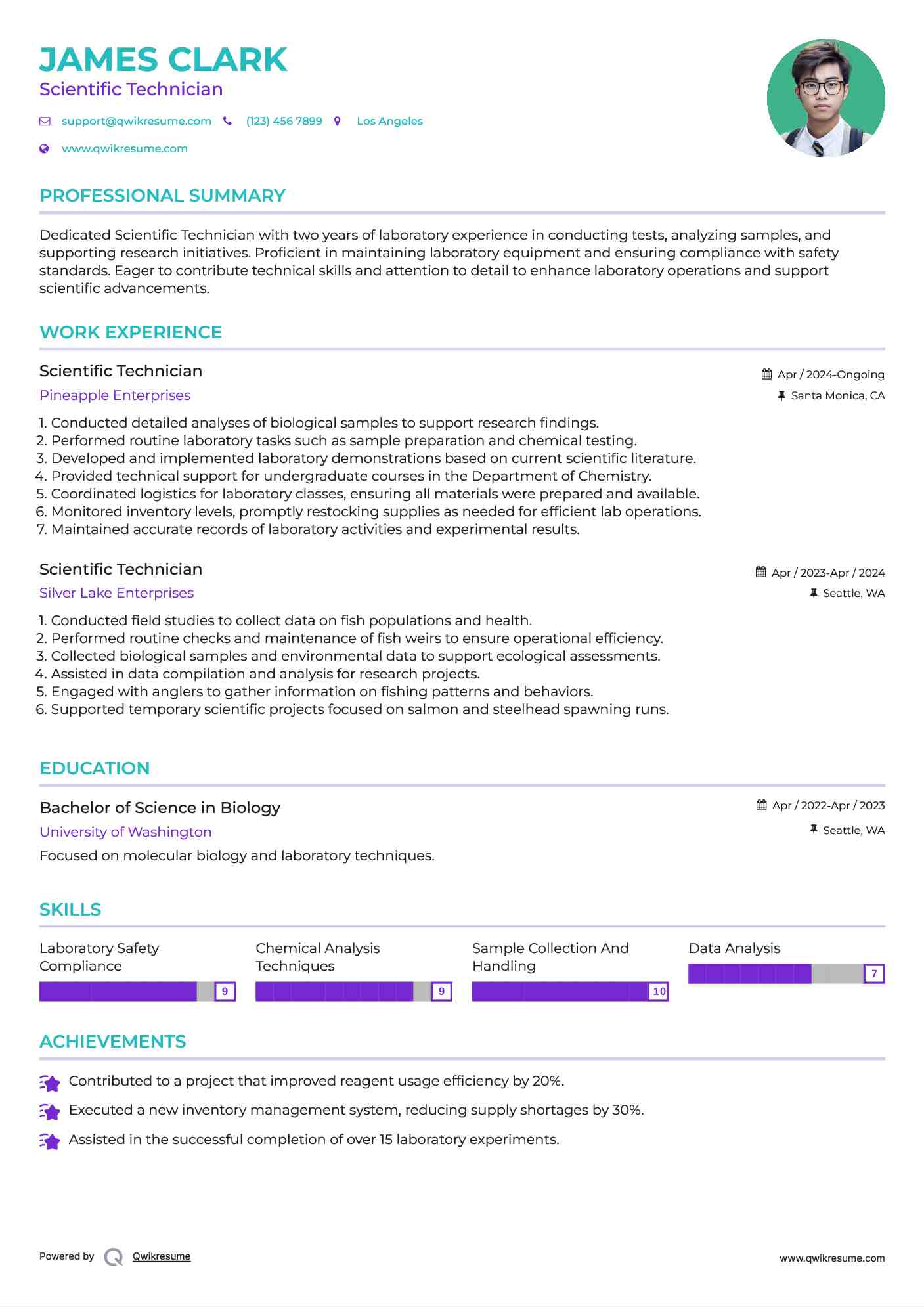 Scientific Technician Resume Template