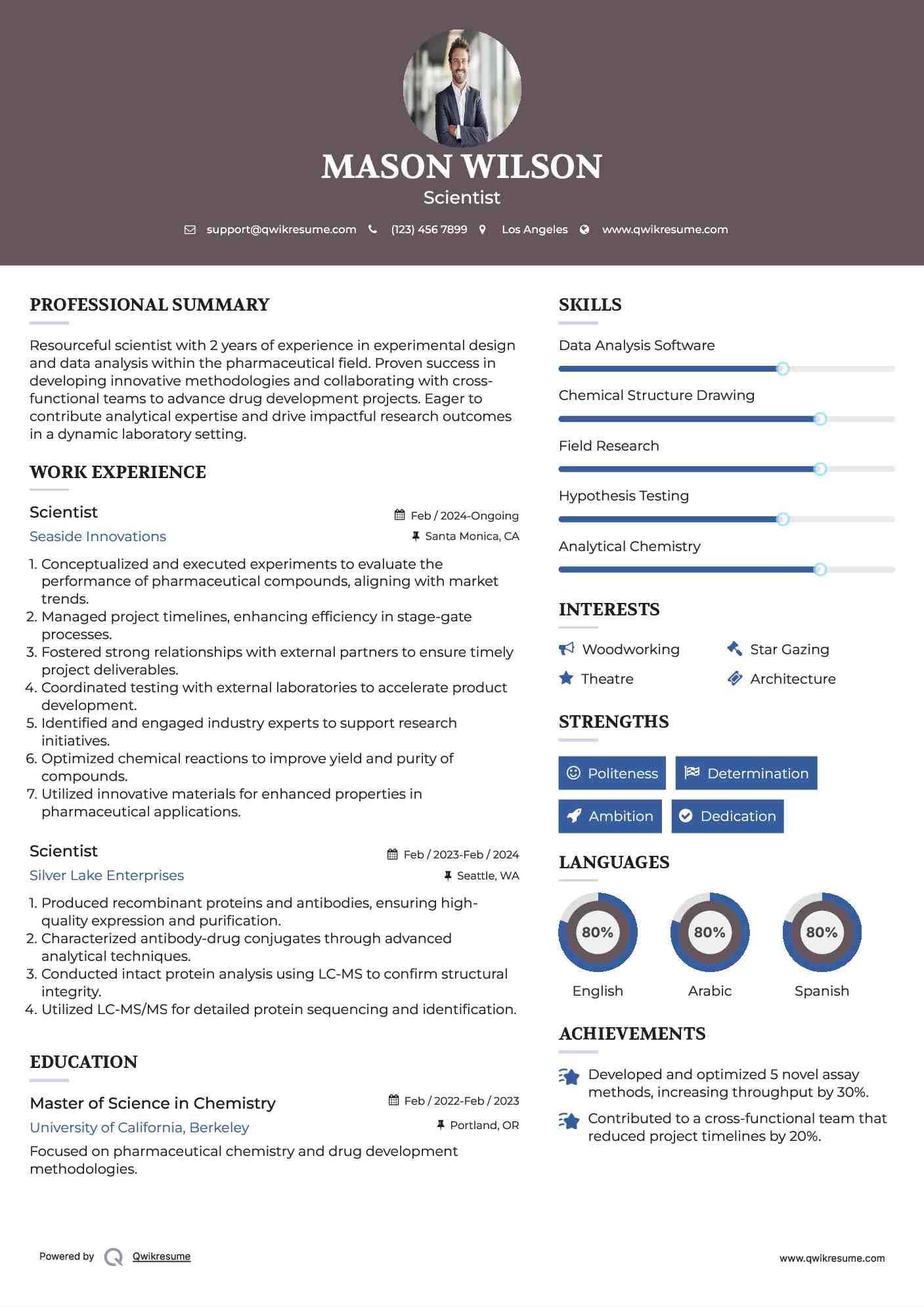 Scientist Resume Sample